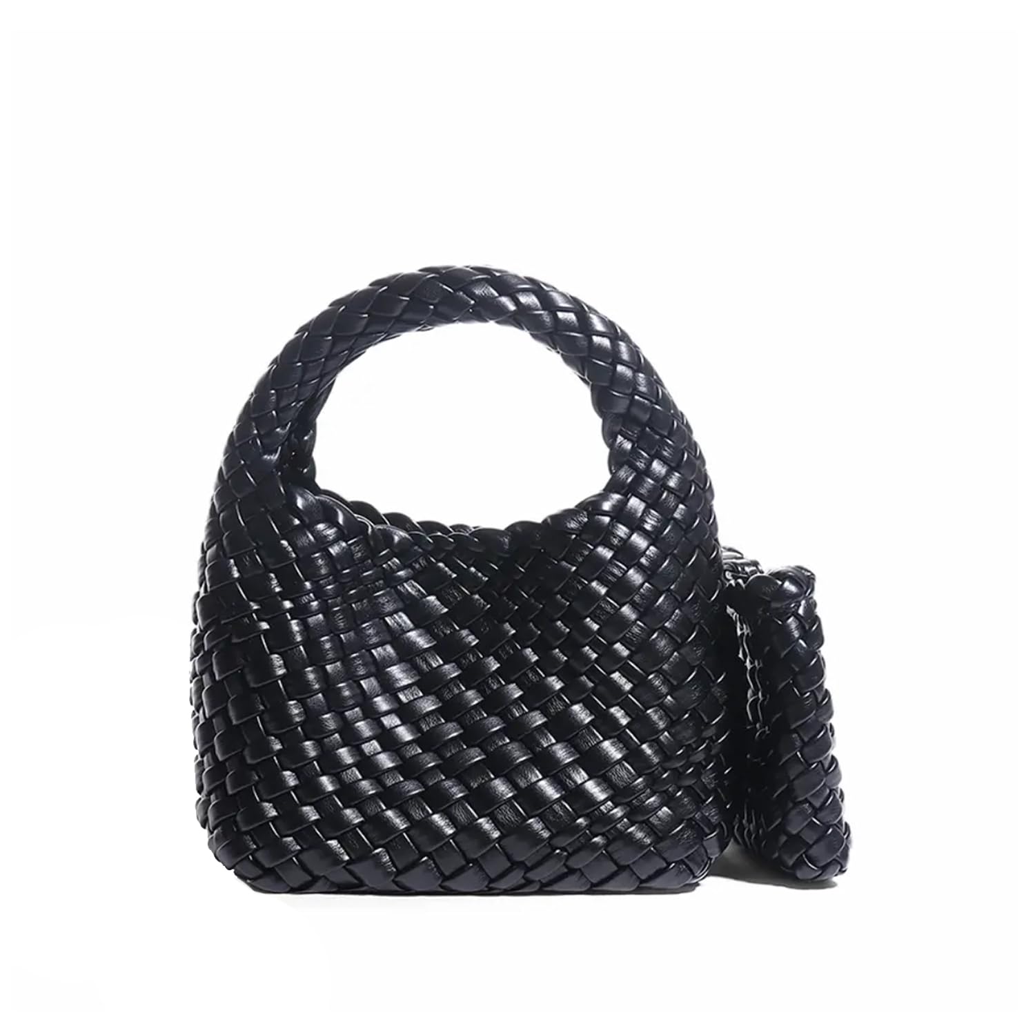 JINMANXUE Women's Fashion Woven Tote Bucket Bag with Knit Chain Strap - Crossbody Shoulder Purse for Work, Travel & Daily Use