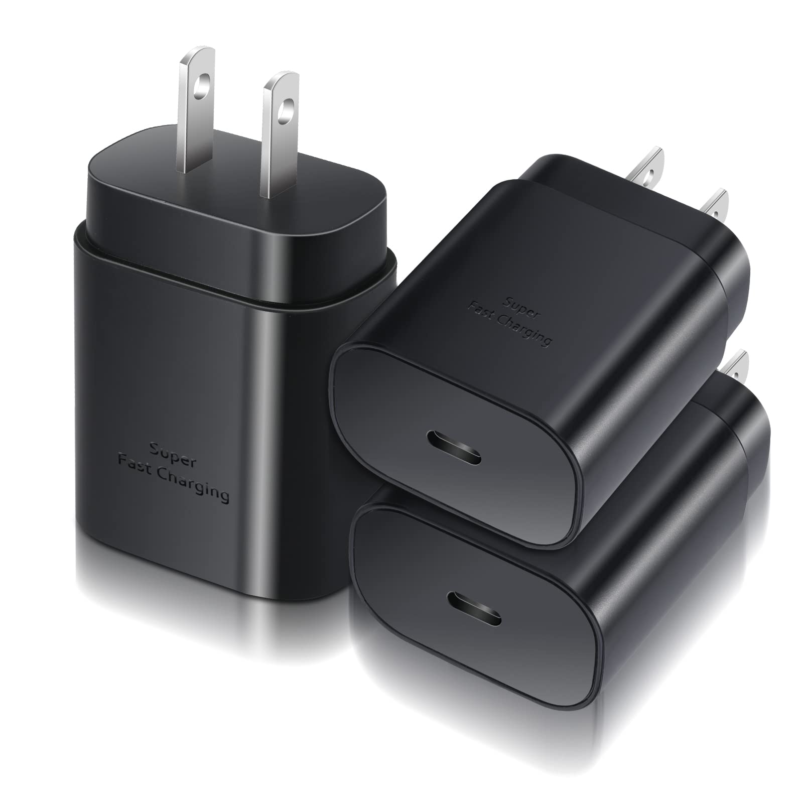 Costyle 3-Pack 25W USB C Wall Charger - PD Fast Charging Block for Samsung Galaxy S23/S22/S21/S20/S10/Note Series, Pixel 7/6A & More - Perfect for Home, Office & Travel (Black)