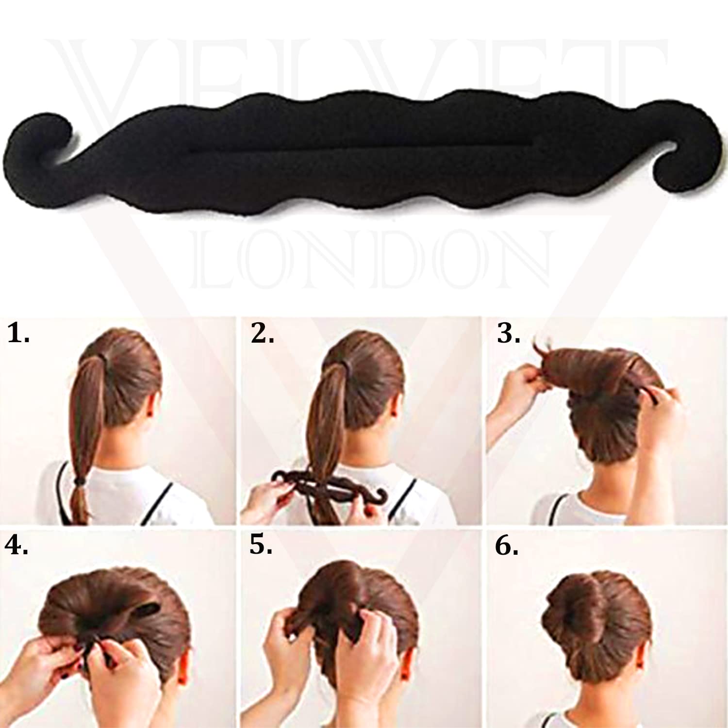 3 PCS Women's Hair Styling Tools Set - Bun Maker, Twist Bun Hook, Foam Donut for Ponytail & French Braid - Perfect for Updos, Weddings & Daily Styling (Black)