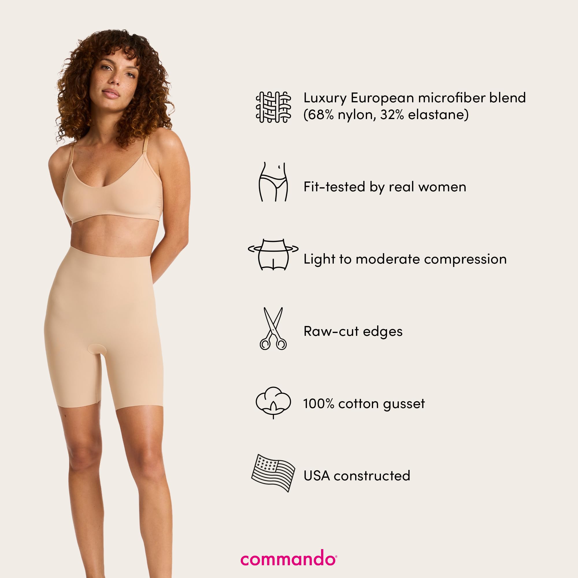 Commando Women's Classic Control Shorts - High Waist Shapewear for Tummy Control & Smoothing - Perfect for Workout, Yoga, and Everyday Wear
