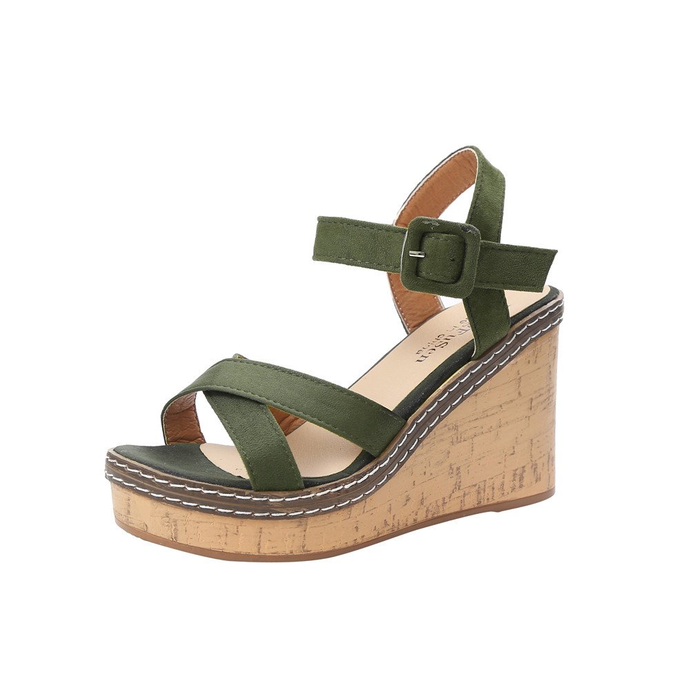 Women's Fish Mouth Platform High Heel Wedge Sandals with Buckle - Comfortable Slope Sandals for Women | Perfect for Summer, Beach, Parties & Casual Outings