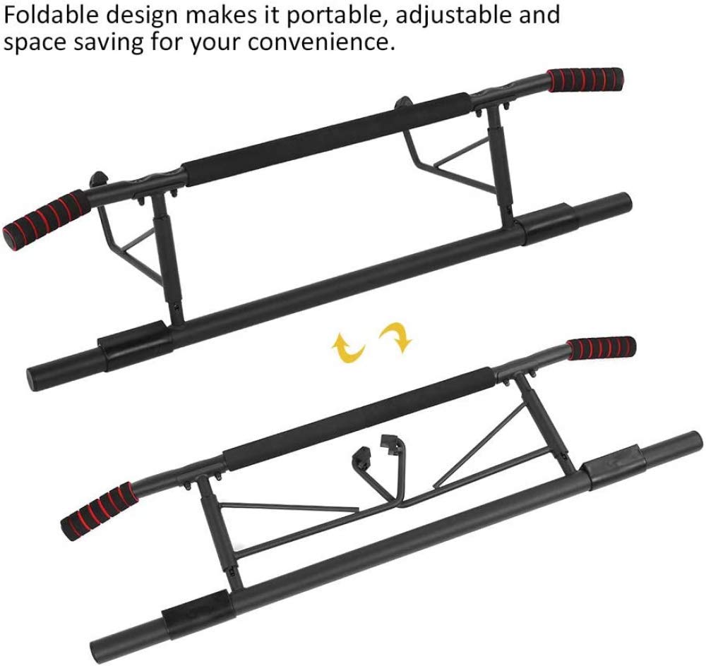 Adjustable No-Screw Doorway Chin-Up Bar with Curved Handles - Home Gym Pull-Up Bar for Strength Training & Fitness Exercises | Perfect for Small Spaces & Apartment Workouts