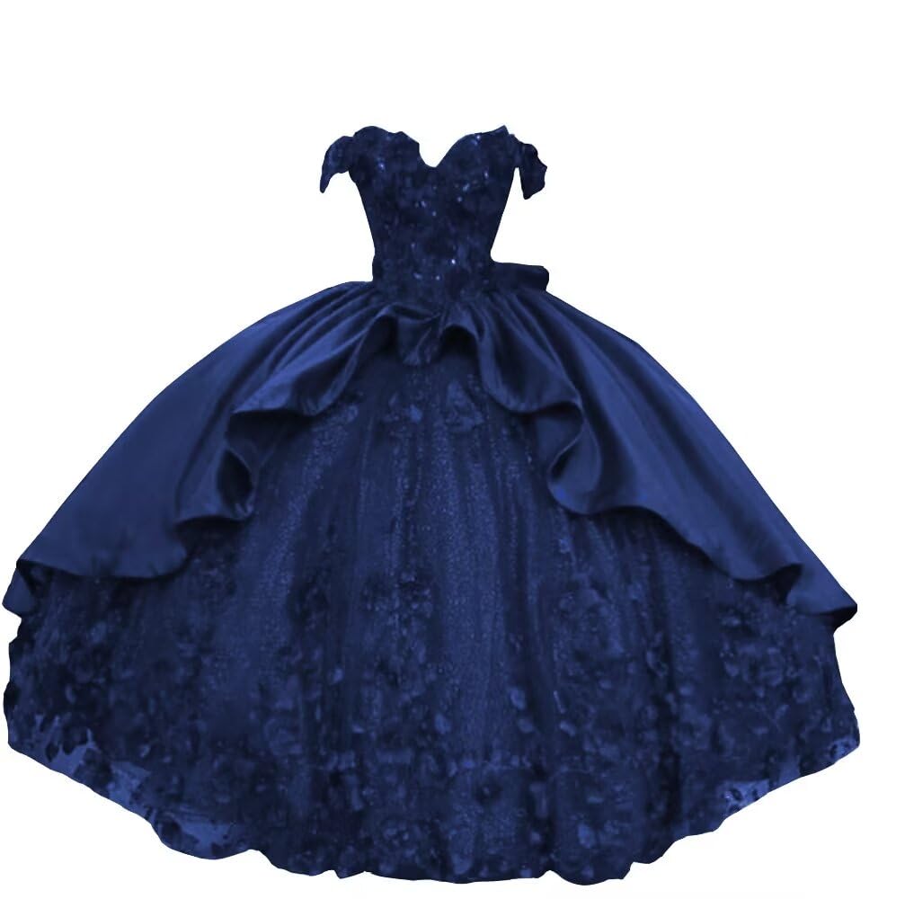 Floral Lace Crystal Beaded Off-Shoulder Quinceanera Dress 2025 | Ball Gown for Graduation, Homecoming & Prom | Elegant Formal Evening Gown for Special Occasions