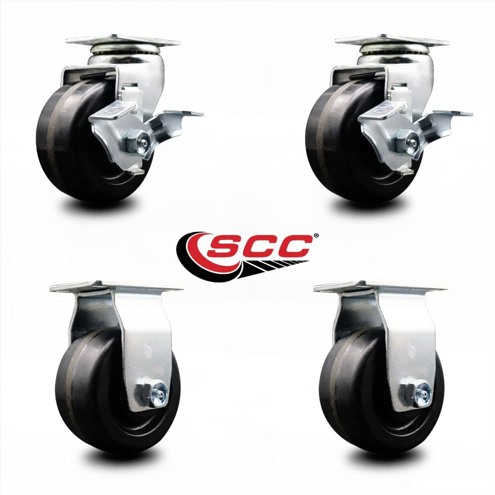 Heavy Duty Swivel & Rigid Plate Caster Set - 4