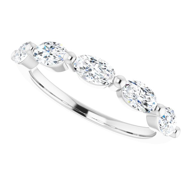 1.05 Carat Oval Cut Diamond Wedding Band - East West Set Anniversary Ring for Women - Perfect for Bridal, Engagement & Special Occasions