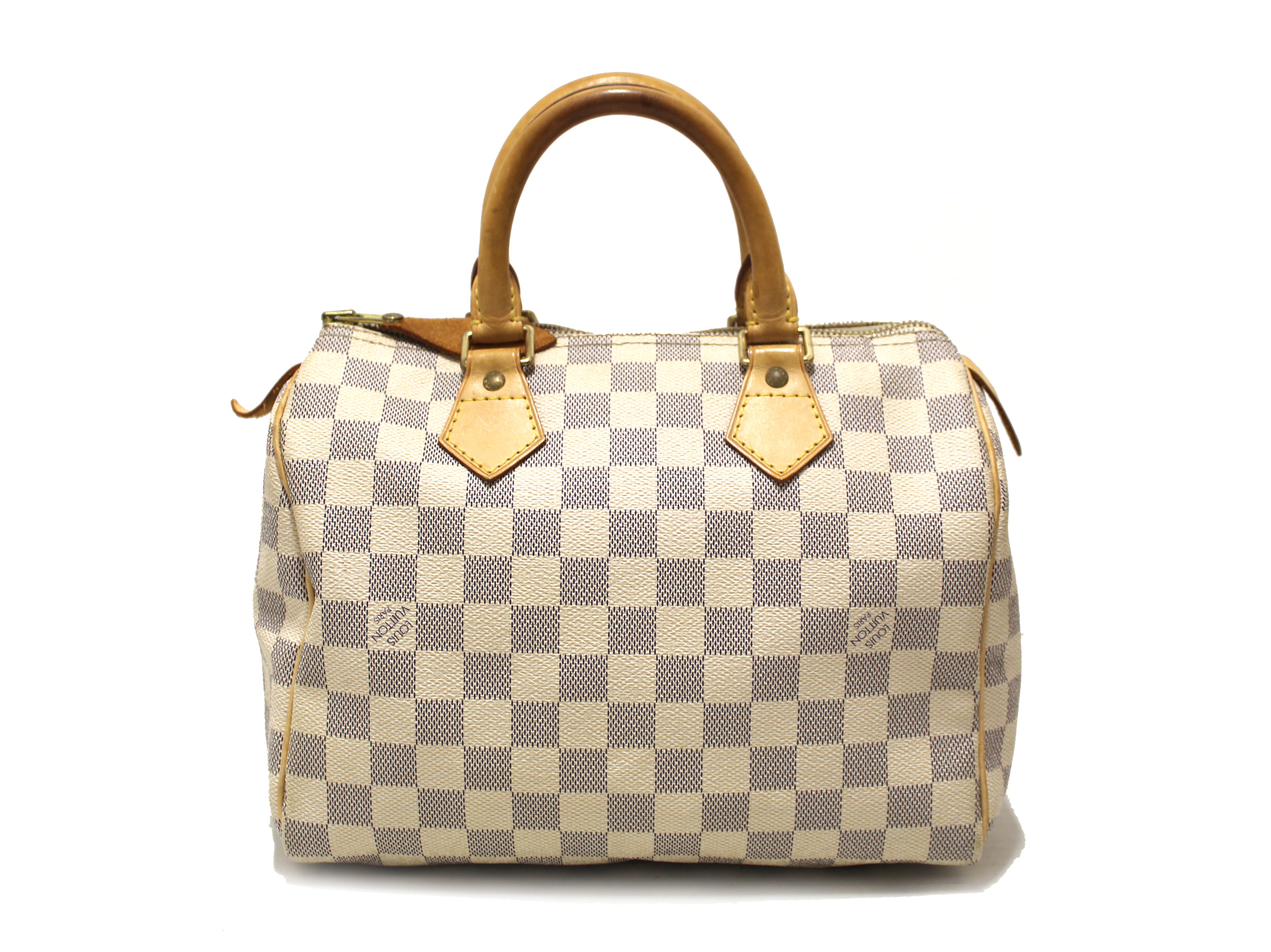 Authentic Louis Vuitton Damier Azur Canvas Speedy 25 Handbag for Women - Luxury Designer Tote Purse for Travel, Work & Everyday Use