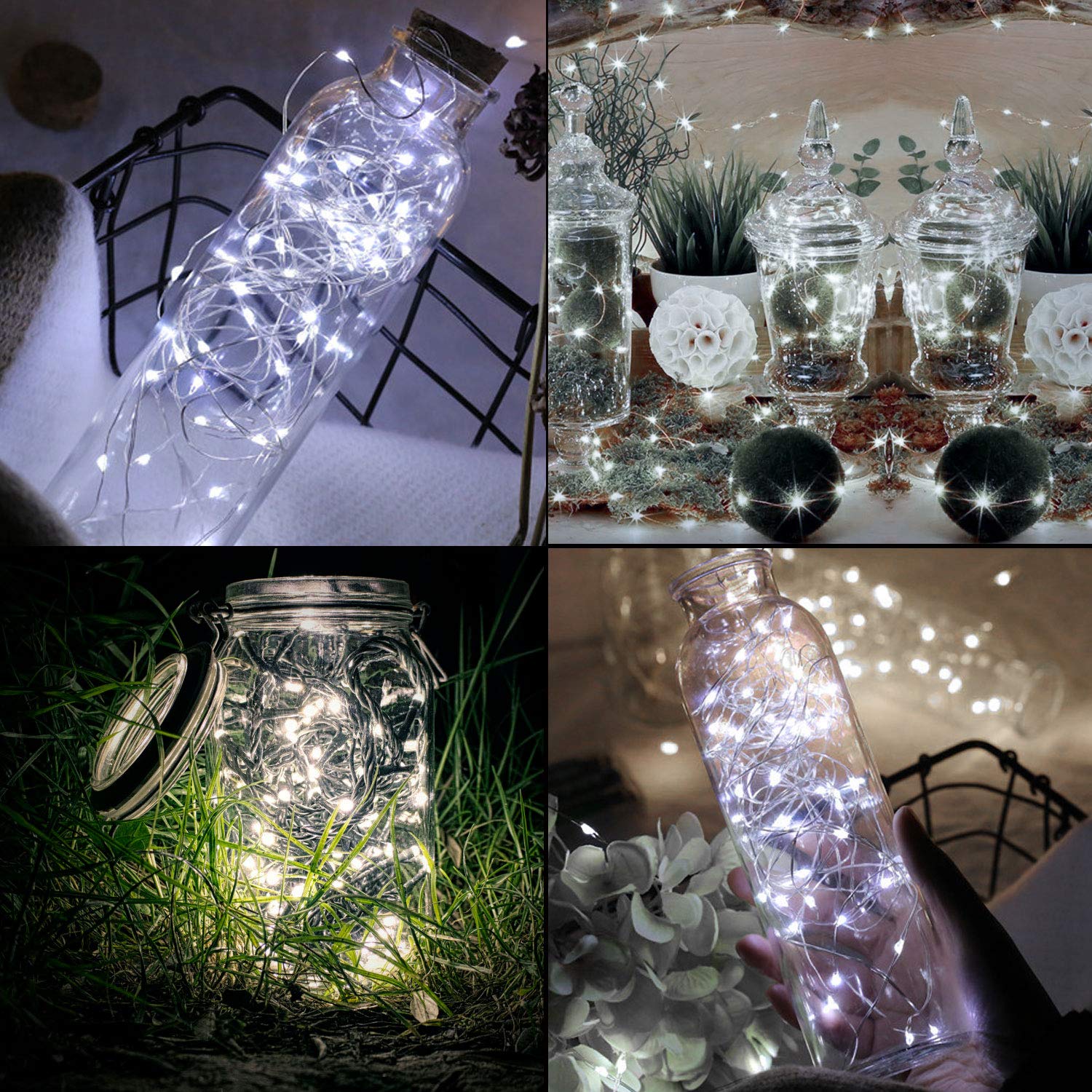 TingMiao 6 Pack Cool White Fairy String Lights - 7.2ft 20 LED Battery Operated Firefly Lights with Silvery Copper Wire - Perfect for Christmas Tree, Wedding Decor, Party, Bedroom, Garden & DIY Home Decoration