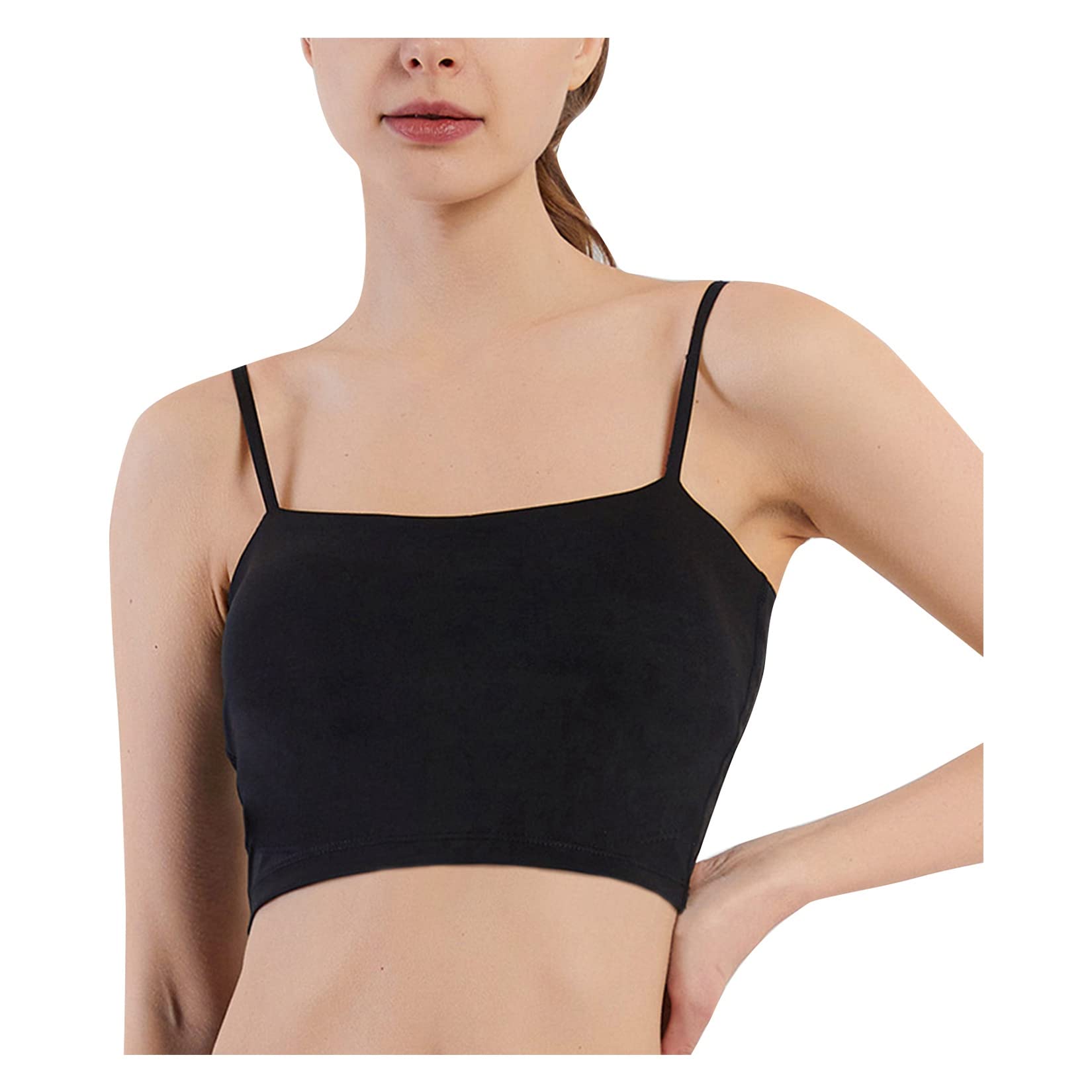 Qiribati Women's Longline Sports Bra - Padded Medium Support Yoga Bras for Running, Workout & Gym - Comfortable Tank Tops for Active Lifestyles