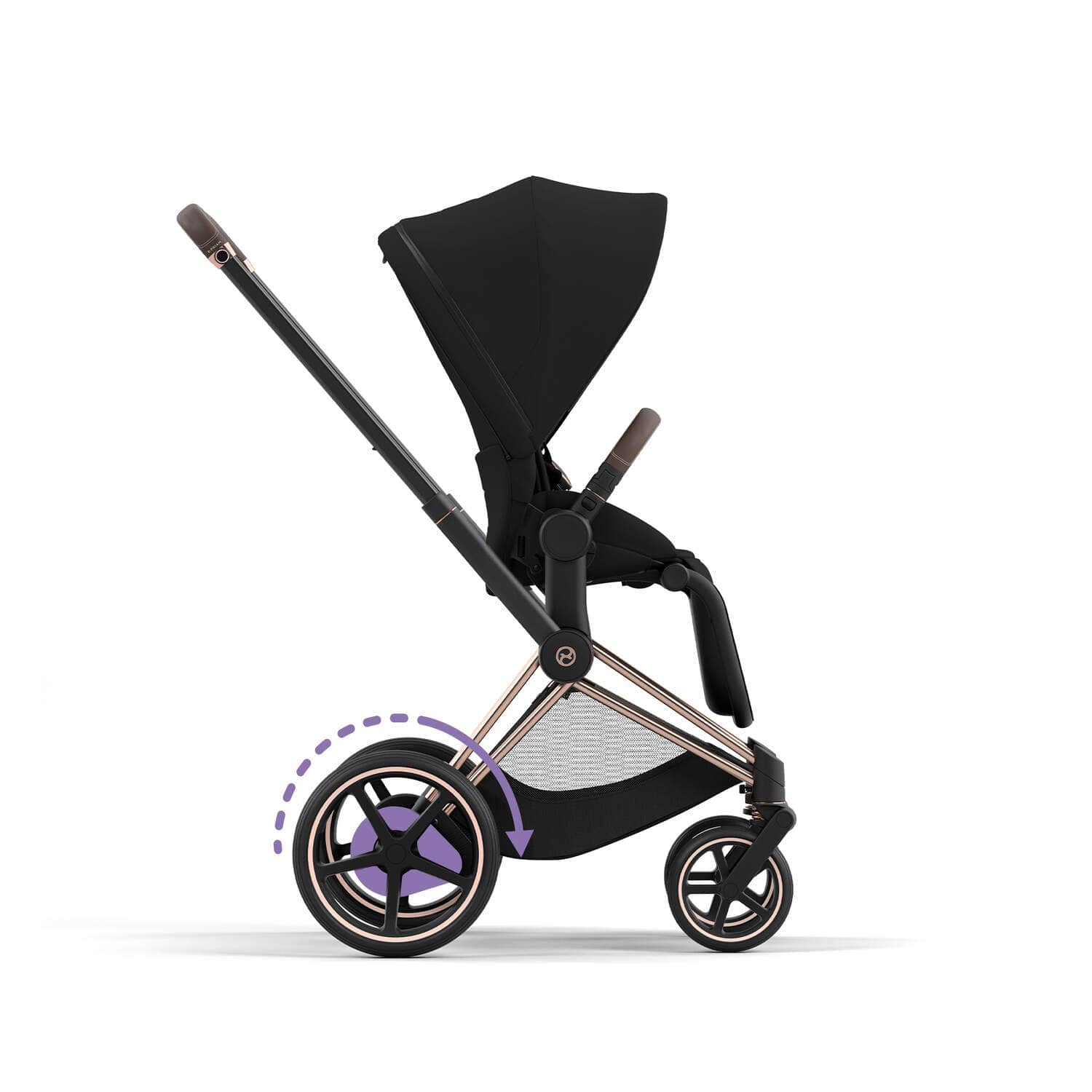 Cybex ePriam 2 Complete Stroller - Rose Gold & Brown Luxury Baby Stroller with All-Wheel Suspension | Perfect for City Walks, Shopping & Travel