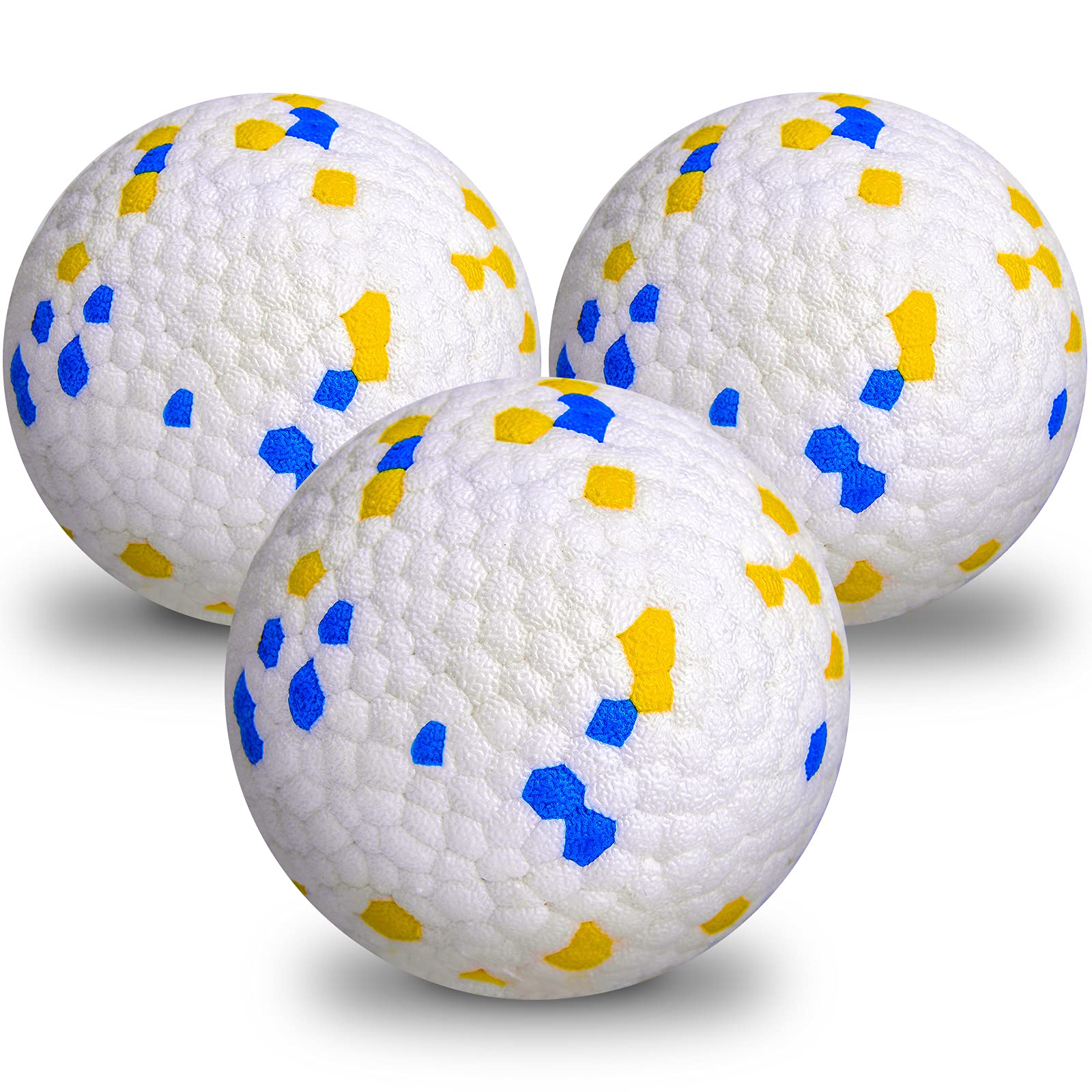 Durable Interactive Dog Ball Toy for Medium & Large Dogs – Aggressive Chewer Proof, Training & Exercise Chew Toy – Blue & Yellow Molar Balls (3-Pack) – Perfect for Fetch, Training & Dental Health
