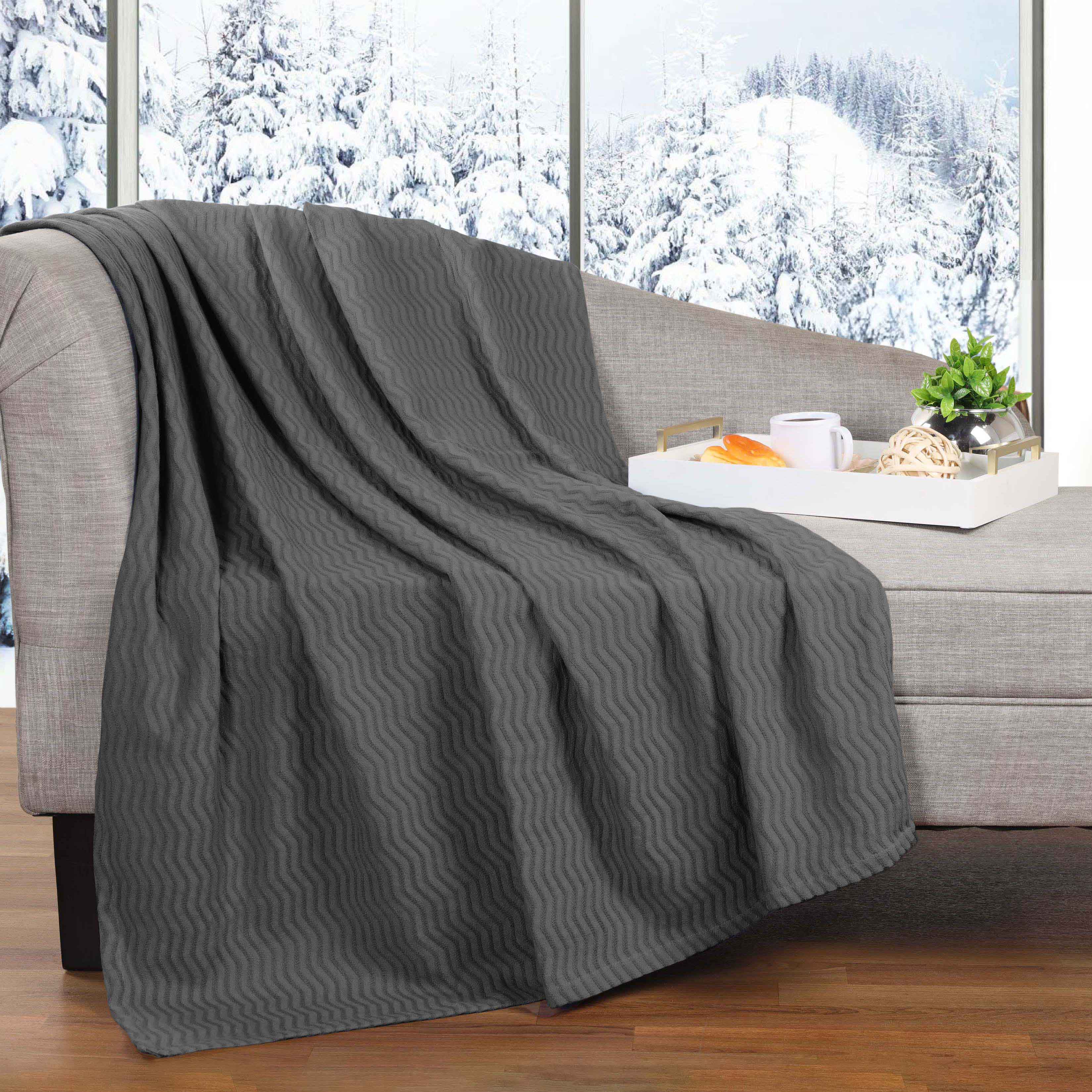 Jena Cotton Textured Chevron Lightweight Woven Blanket - Soft & Breathable Throw for Sofa, Bed & Outdoor Use - Cozy Home Decor & Picnic Essential