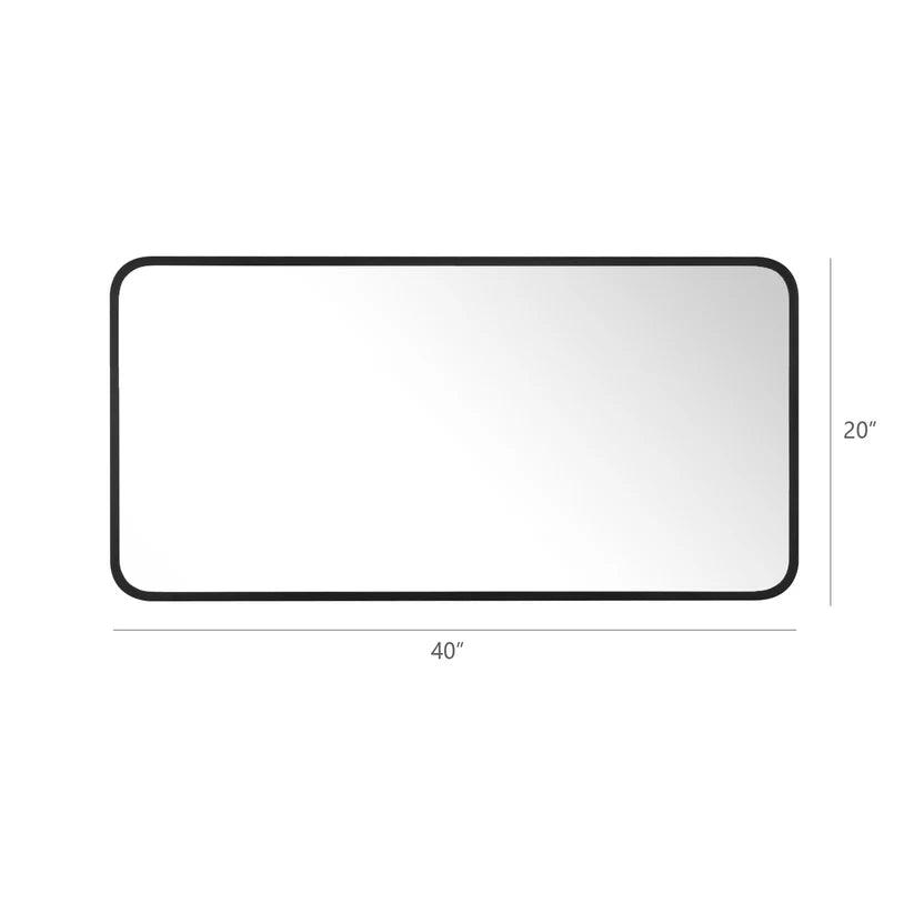 Modern Black Aluminum Framed Wall Mirror - Sleek Soft Corner Design for Living Room, Bedroom & Bathroom Decor | Home & Office Interior Accent Mirror