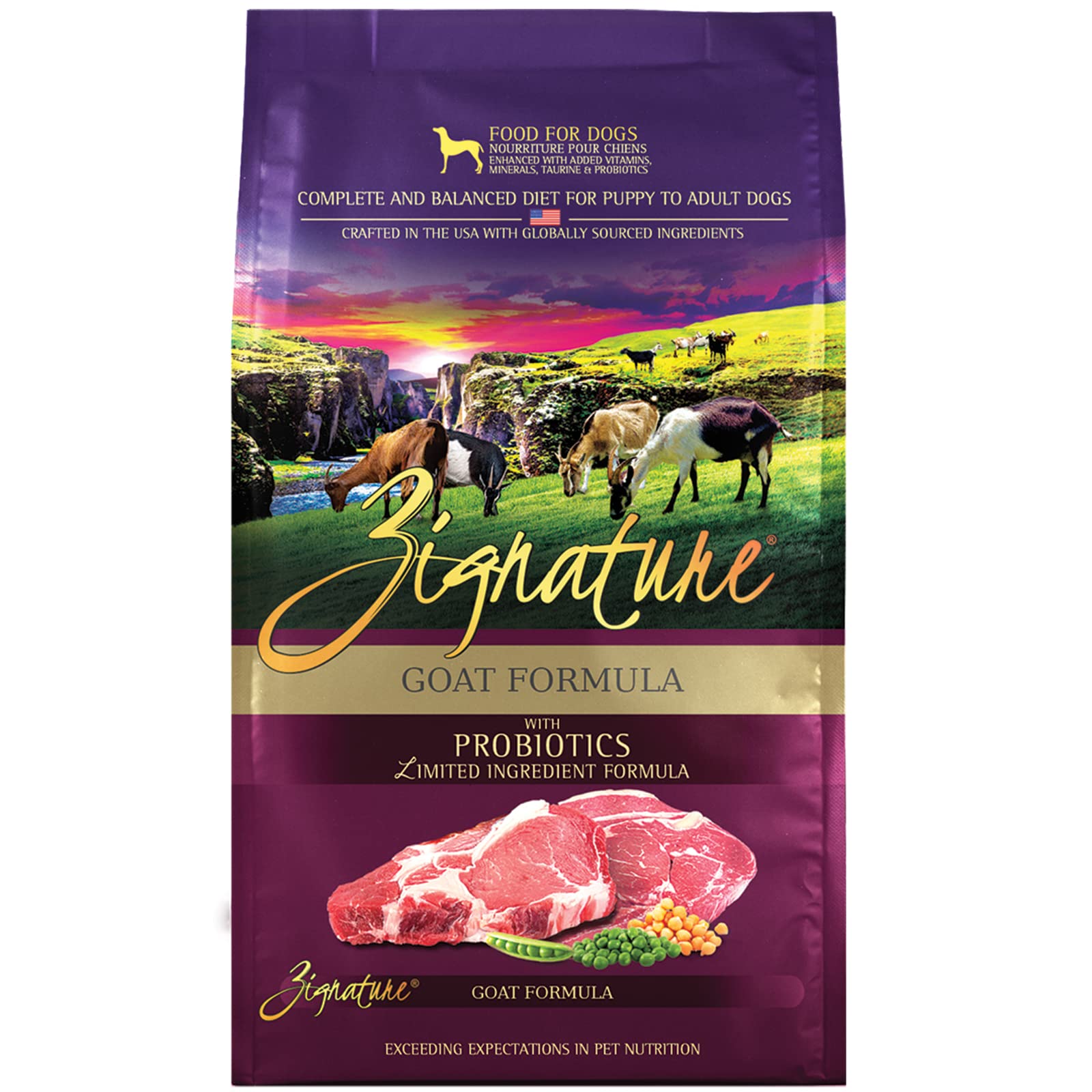 Zignature Goat Limited Ingredient Formula Dry Dog Food - Grain Free, Hypoallergenic - 12.5lb Bag for Sensitive Stomach & Skin Allergies - Perfect for Adult Dogs with Food Sensitivities