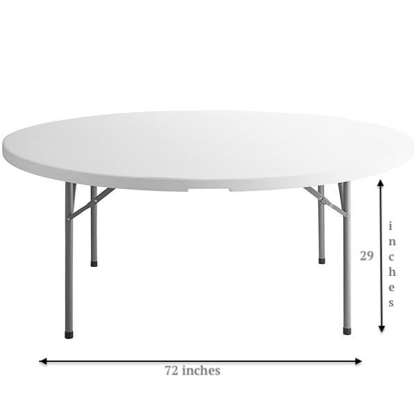 25-Pack 6-Foot White Granite Plastic Folding Round Table - 72