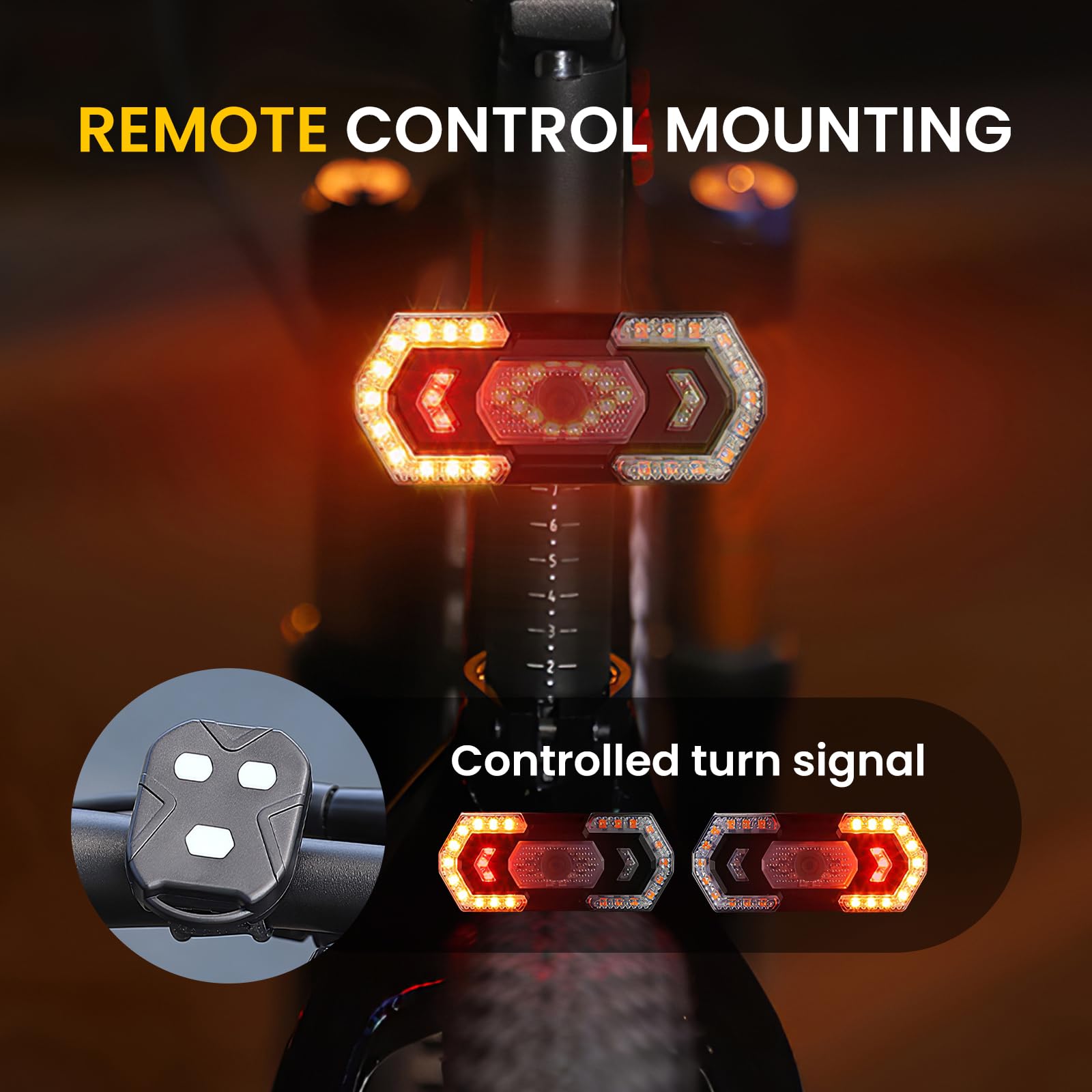USB Rechargeable Bike Lights with Turn Signals - Ultra Bright Waterproof Bicycle Tail Light for Safety Cycling, Scooters & Night Riding | Perfect for Commuting, Urban Biking & Outdoor Adventures