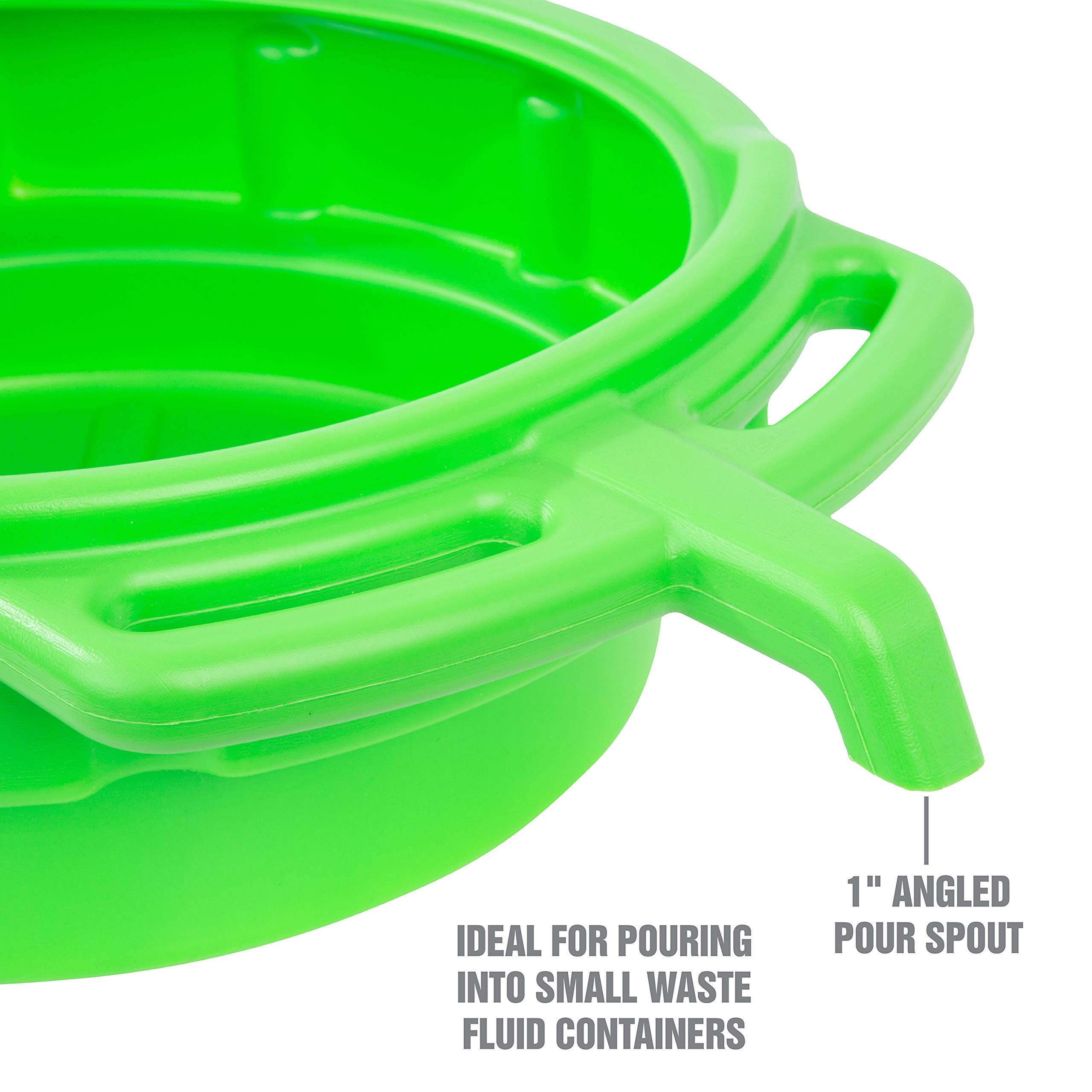 OEMTOOLS 87034 4 Gallon Portable Oil Drain Pan - Green, Anti-Freeze & Transmission Fluid Drip Pan with EZ Grip Handles, Angled Pour Spout & Splash-Free Design | Ideal for DIY Car Maintenance, Oil Changes & Fluid Drains