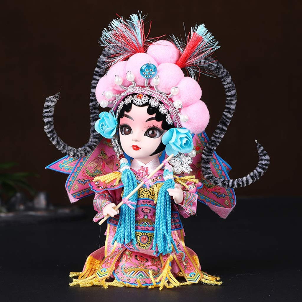 Hand-Painted Peking Opera Mu Guiying Doll Statue - 6 Inch Chinese Style Sculpture, Facebook Souvenir & Home Decor (Pink) | Perfect for Cultural Displays, Gift Giving & Asian-Themed Interior Design