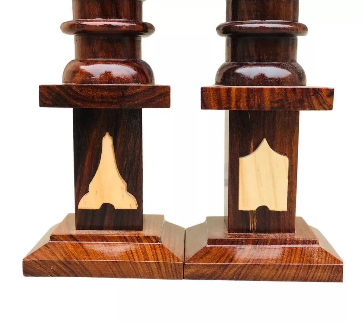 Handcrafted Masonic Wooden Columns - Senior Warden & Junior Warden Emblems Set (Brown) | Blue Lodge & Grand Lodge Regalia | Premium Freemason Decor for Rituals & Lodge Display
