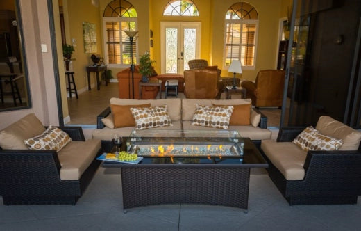 The Outdoor Greatroom Company Montego Linear Gas Fire Pit Table - Modern Patio Heater for Backyard, Deck & Outdoor Living Spaces - Perfect for Entertaining & Relaxing