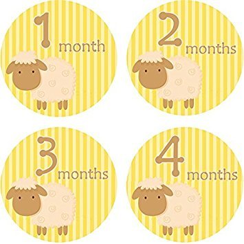 1-12 Months Baby Milestone Stickers - Cartoon Sheep Design for Boys & Girls | Perfect Birthday, Baby Shower & Party Photo Props | Adorable Age Tracking Stickers for Nursery Decor & Memory Books