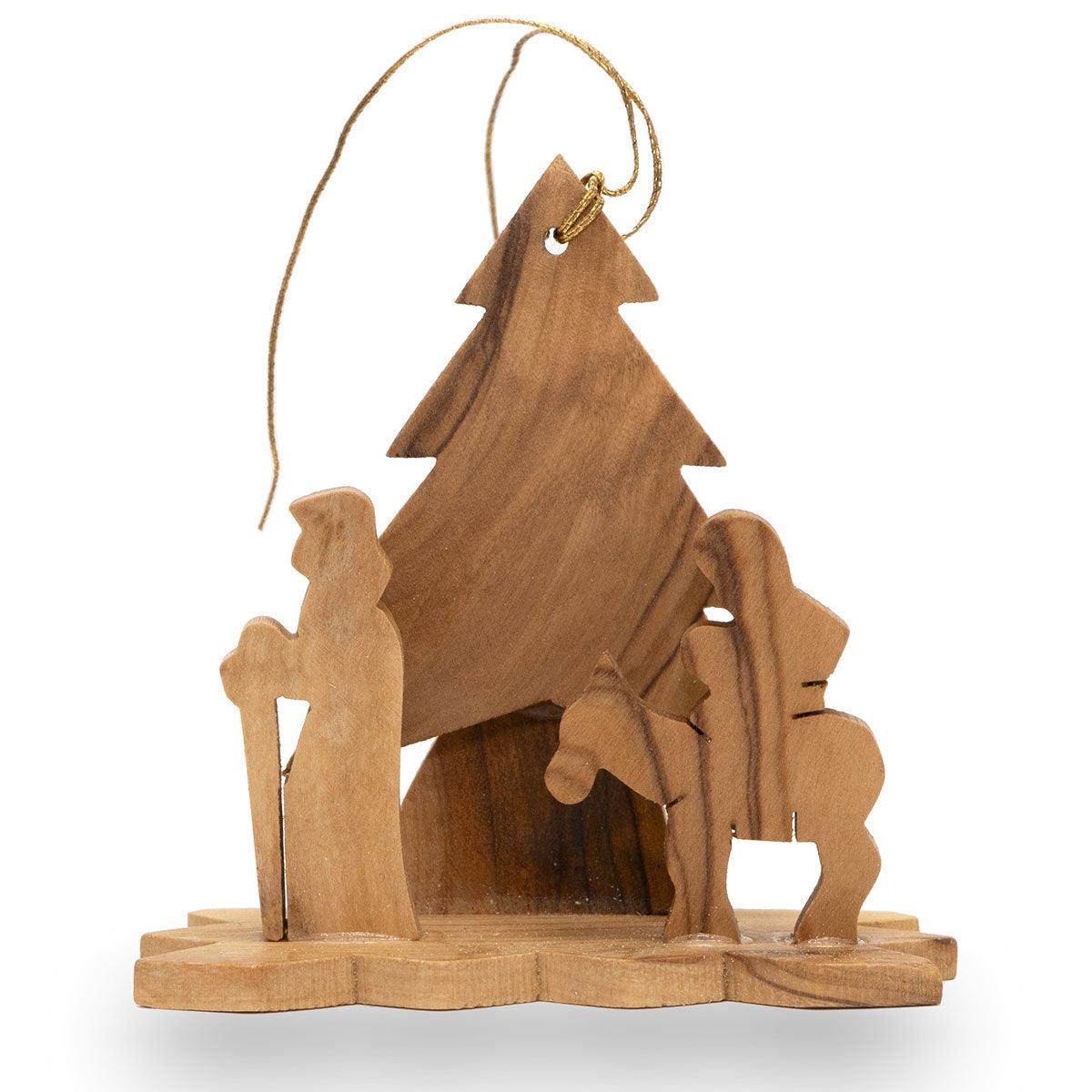 Handcrafted Olive Wood Nativity Scene Christmas Ornaments Set of 3 - Perfect for Tree Decorations, Holiday Gifts & Home Nativity Displays