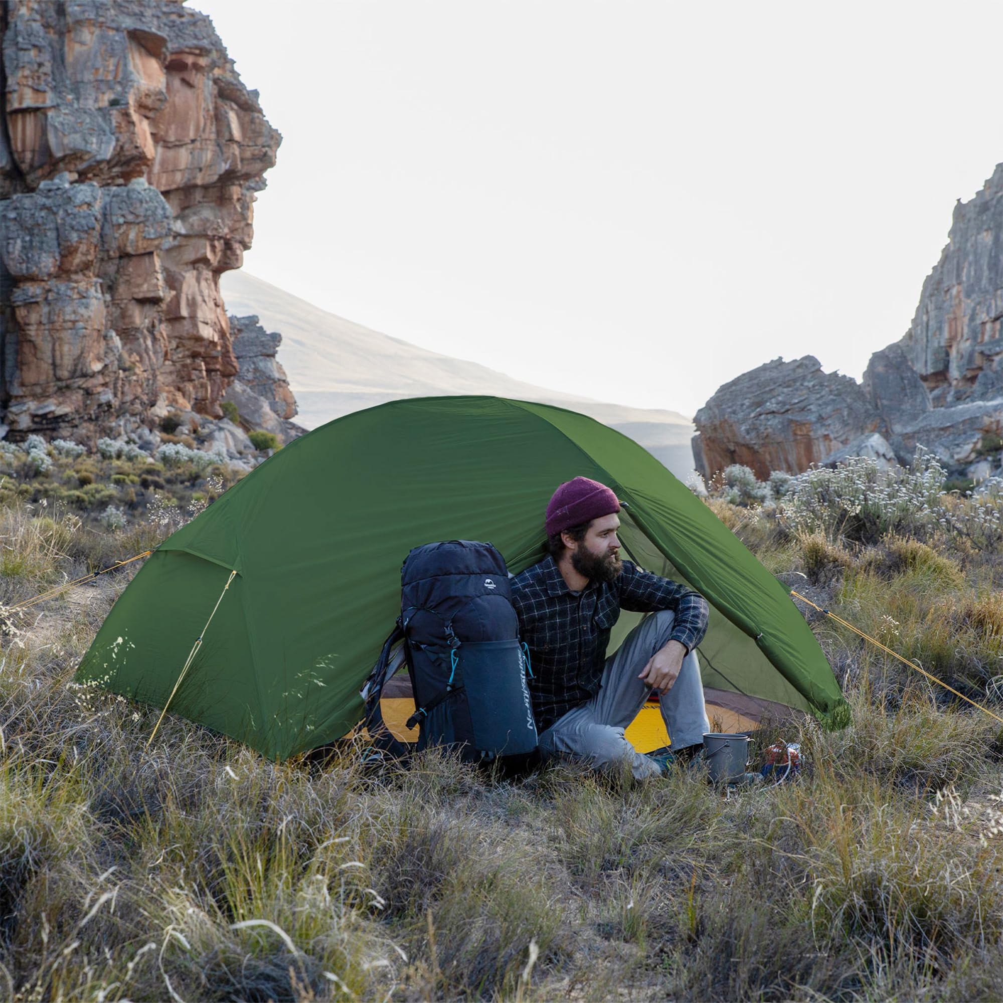 Naturehike Mongar 2-Person Backpacking Tent - 3-Season Ultralight Camping Tent for Hiking, Cycling & Outdoor Adventures | Waterproof Double Layer Free Standing Tent for Couples & Solo Campers