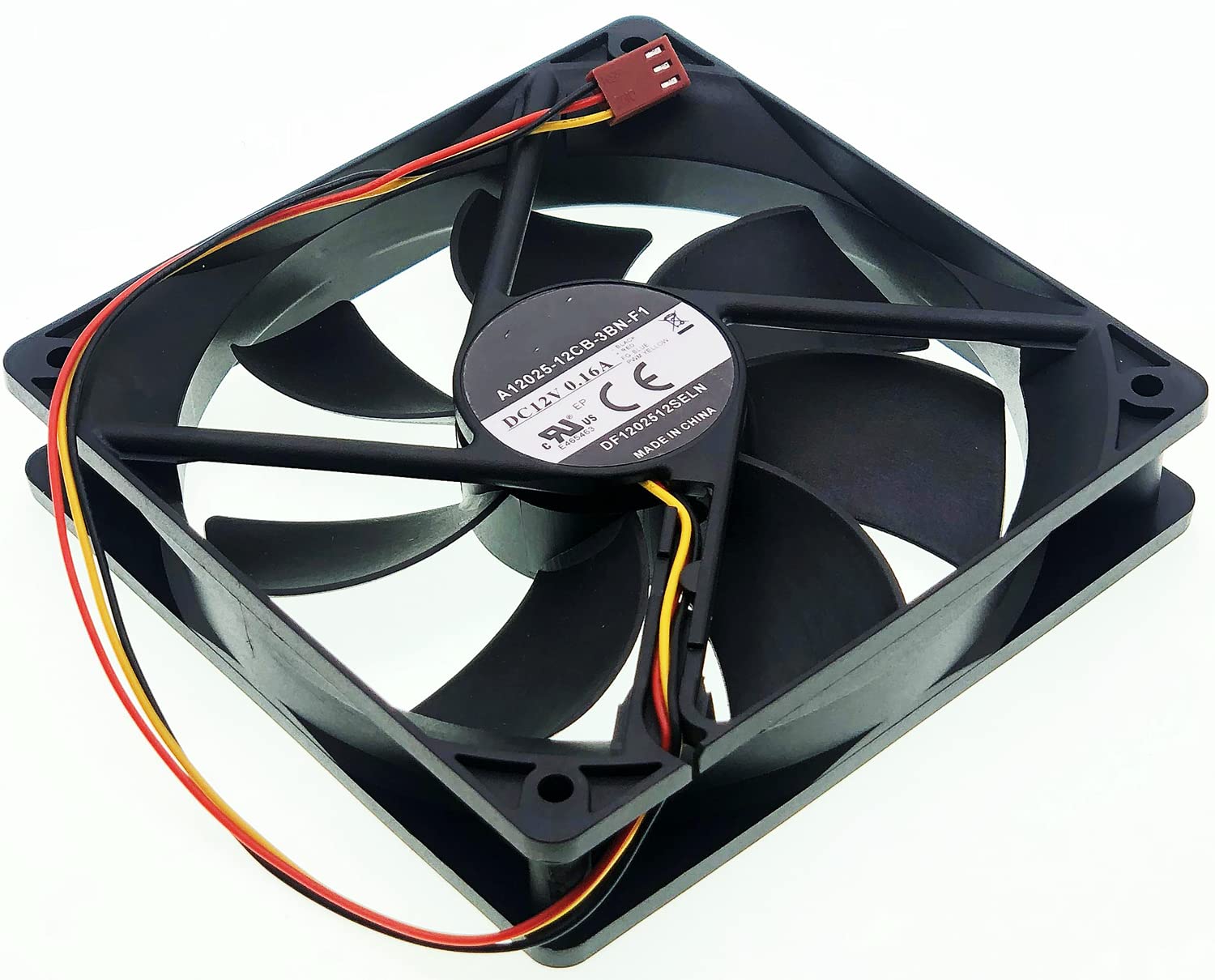 A12025-12CB-3BN-F1 12025 120mm Computer Case Cooling Fan - 12V 0.16A, 3-Pin 3-Wire Silent Chassis Fan for PC, Gaming Rig & Server Cooling - Ideal for Enhanced Airflow in Desktop Computers & Workstations