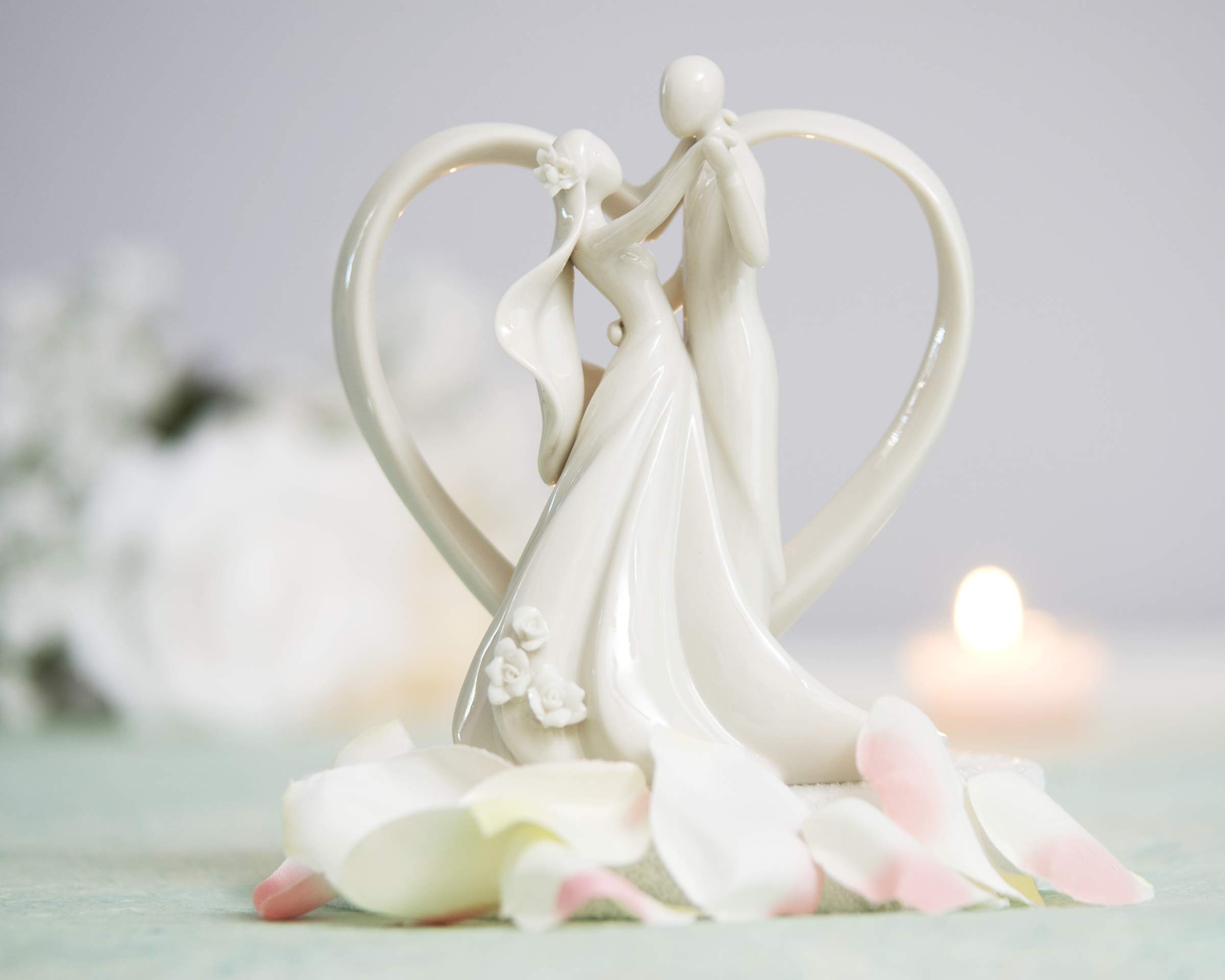 Elegant Dancing Heart Wedding Cake Topper - Romantic Couple Figurine for Wedding Cakes - Perfect for Anniversary, Engagement & Bridal Shower Decorations