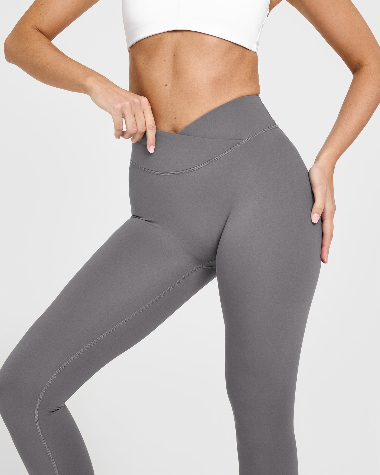 High Waist Yoga Pants for Women - Seamless Workout Leggings with Pocket, Ash Grey | Perfect for Gym, Running, Pilates & Lounge Wear