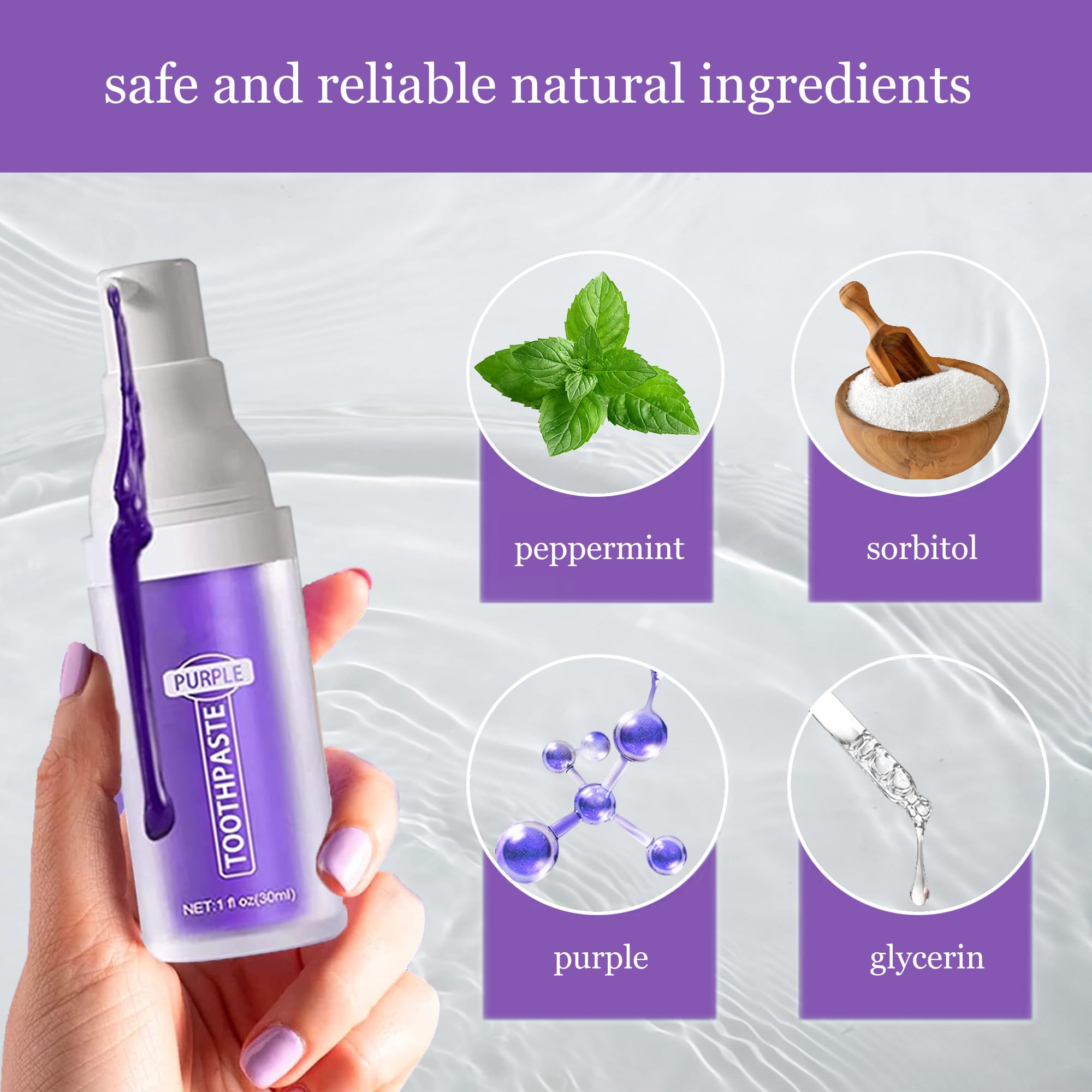 Purple Teeth Whitening Toothpaste - Professional Anti-Tartar & Stain Removal Formula for Brighter Smile | Perfect for Daily Oral Care & Coffee/Tea Drinkers