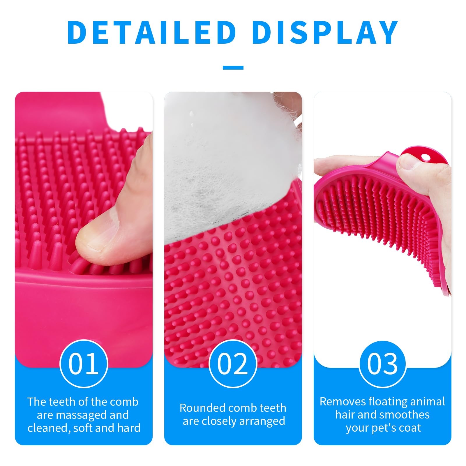 Premium Dog Bath Brush Set - 2pcs Adjustable Loop Handle Grooming Brush for Short & Long Hair Dogs & Cats, Tapered Brush Head (Blue + Green) | Ideal for Bath Time, Shedding Control & Relaxing Massage at Home or Pet Salon