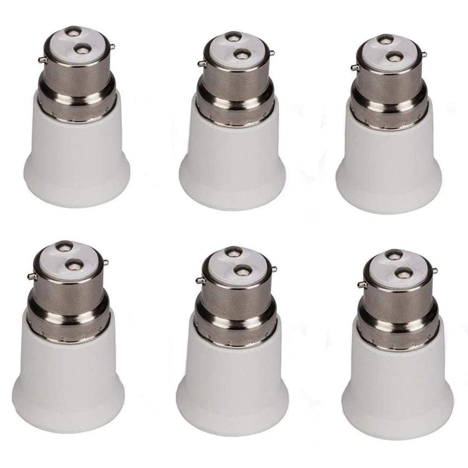 B22 to E27 LED Light Socket Adapter - 6 Pack, Fire Resistant, Halogen Bulb Holder Converter for Safe Fixture Replacement - Perfect for Home, Office, and Workshop Lighting Upgrades