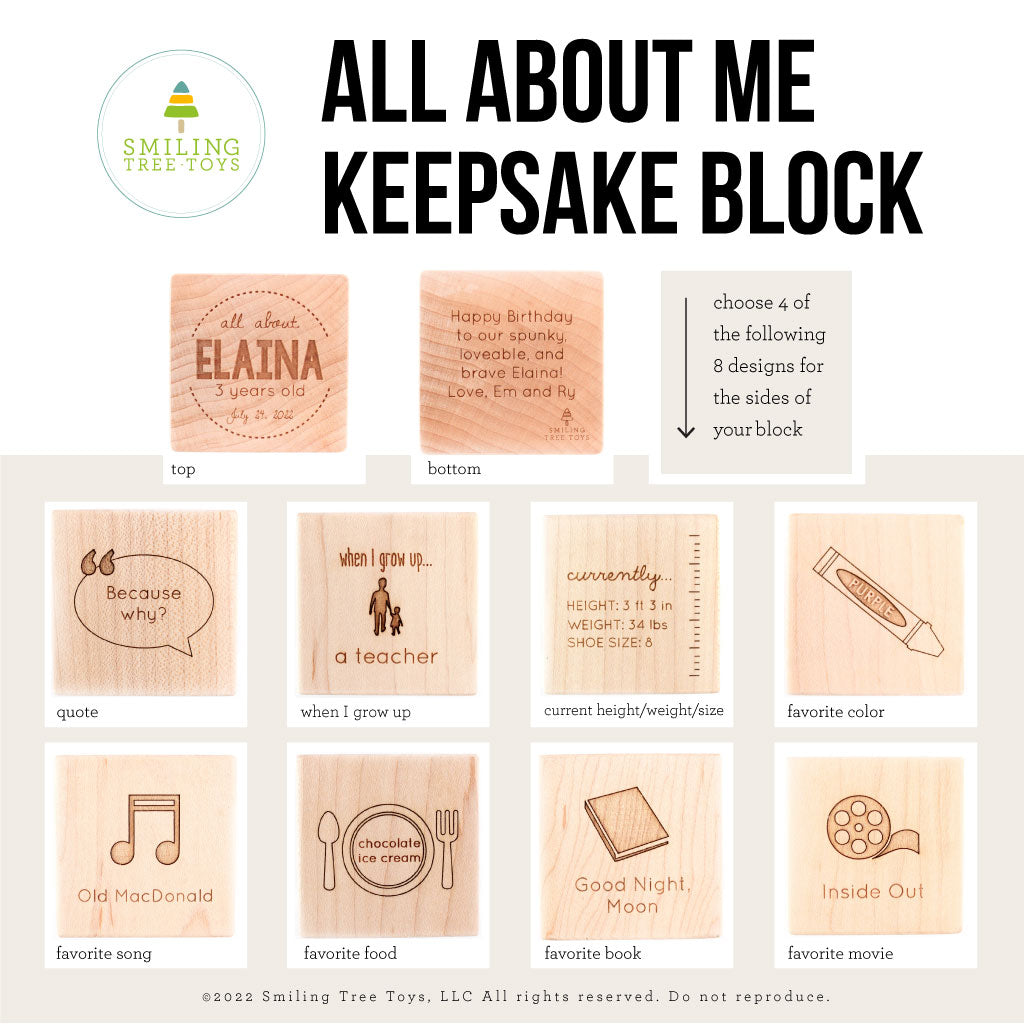 Personalized All About Me Keepsake Block - Custom Wooden Memory Box for Baby's First Year, Milestones & Special Moments | Perfect Baby Shower Gift & Nursery Decor