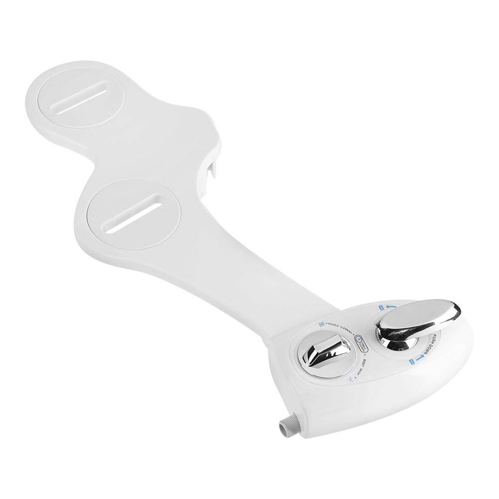 Self-Cleaning Dual Nozzle Bidet Toilet Attachment - Cold Water Spray Non-Electric Mechanical Bidet with Adjustable Pressure & Self-Cleaning Function - Perfect for Hygienic Toilet Upgrade in Homes & Bathrooms (White, Double Knob Control)