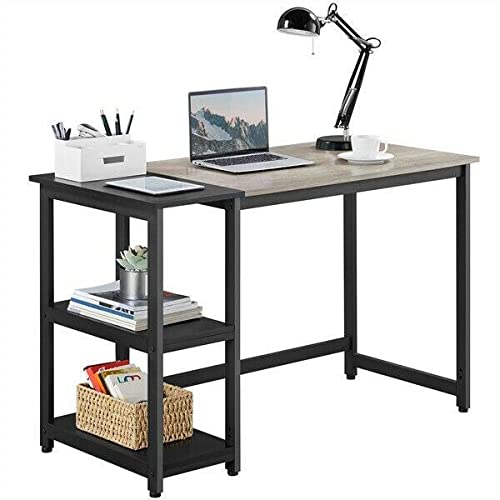 Ergonomic Home Office Desk with Storage Shelves - Adjustable Standing Desk for Small Spaces, Computer Workstation with Shelves - Perfect for Remote Work, Gaming & Study