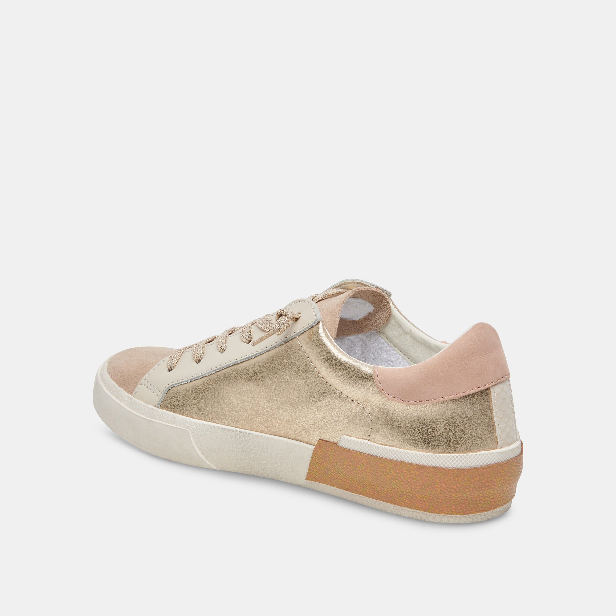 ZINA Women's Gold Leather Sneakers - Comfortable Casual Shoes for Walking, Running & Everyday Wear