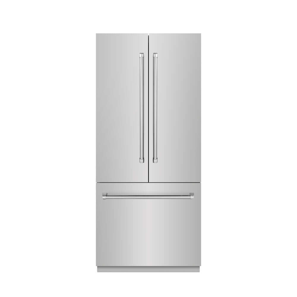 ZLINE 36 Inch 19.6 cu ft French Door Built-In Bottom Freezer Refrigerator with Water Dispenser & Ice Maker - Stainless Steel Exterior & Graphite Gray Interior (GRBIV 304 36) - Perfect for Modern Kitchens & Open Concept Homes