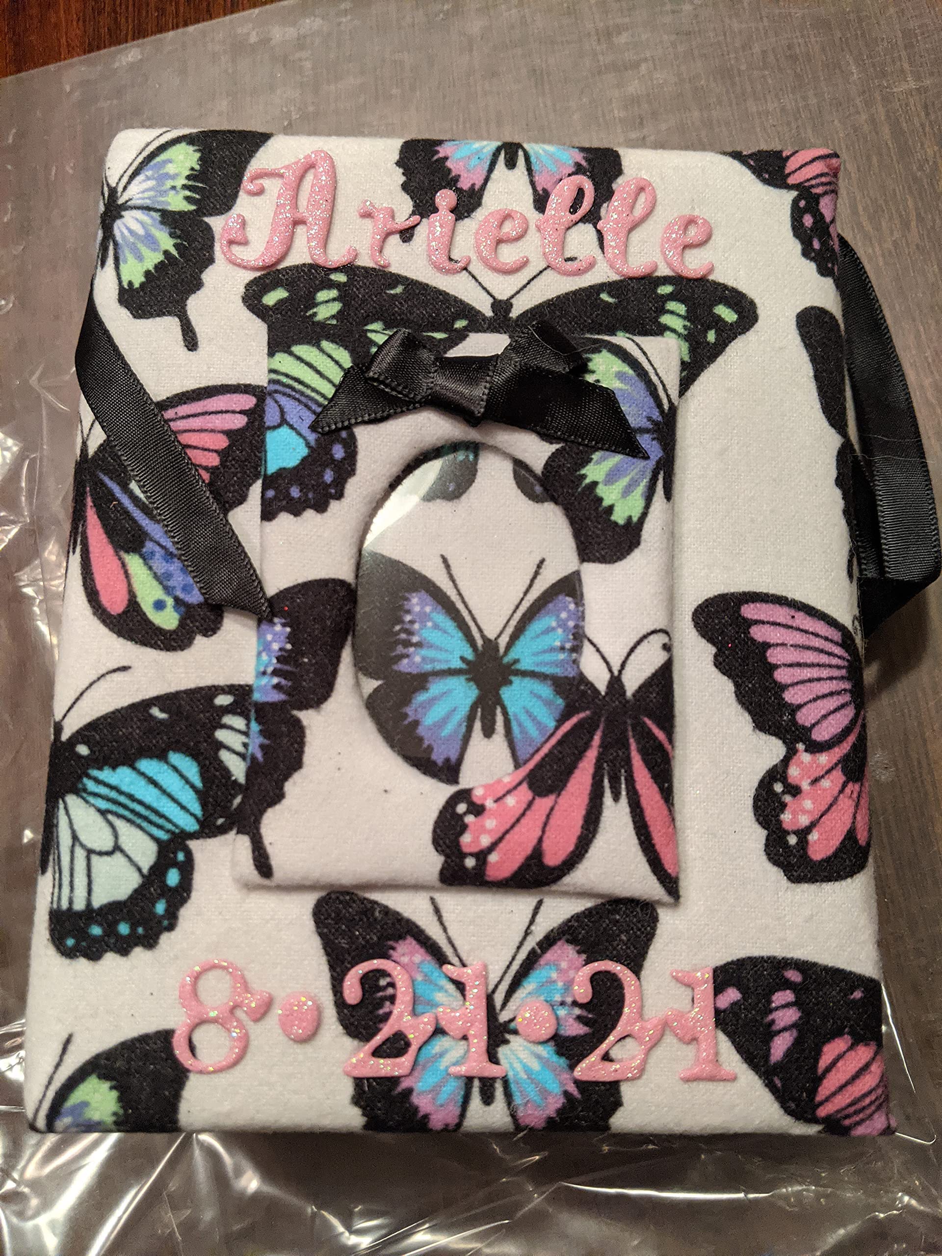 Personalized Baby Girl Photo Album with Butterfly Design - Custom 7x5 Scrapbook Holds 100 4x6 Photos - Perfect for Baby Shower Gifts, First Birthday Presents & Family Memory Keepsakes