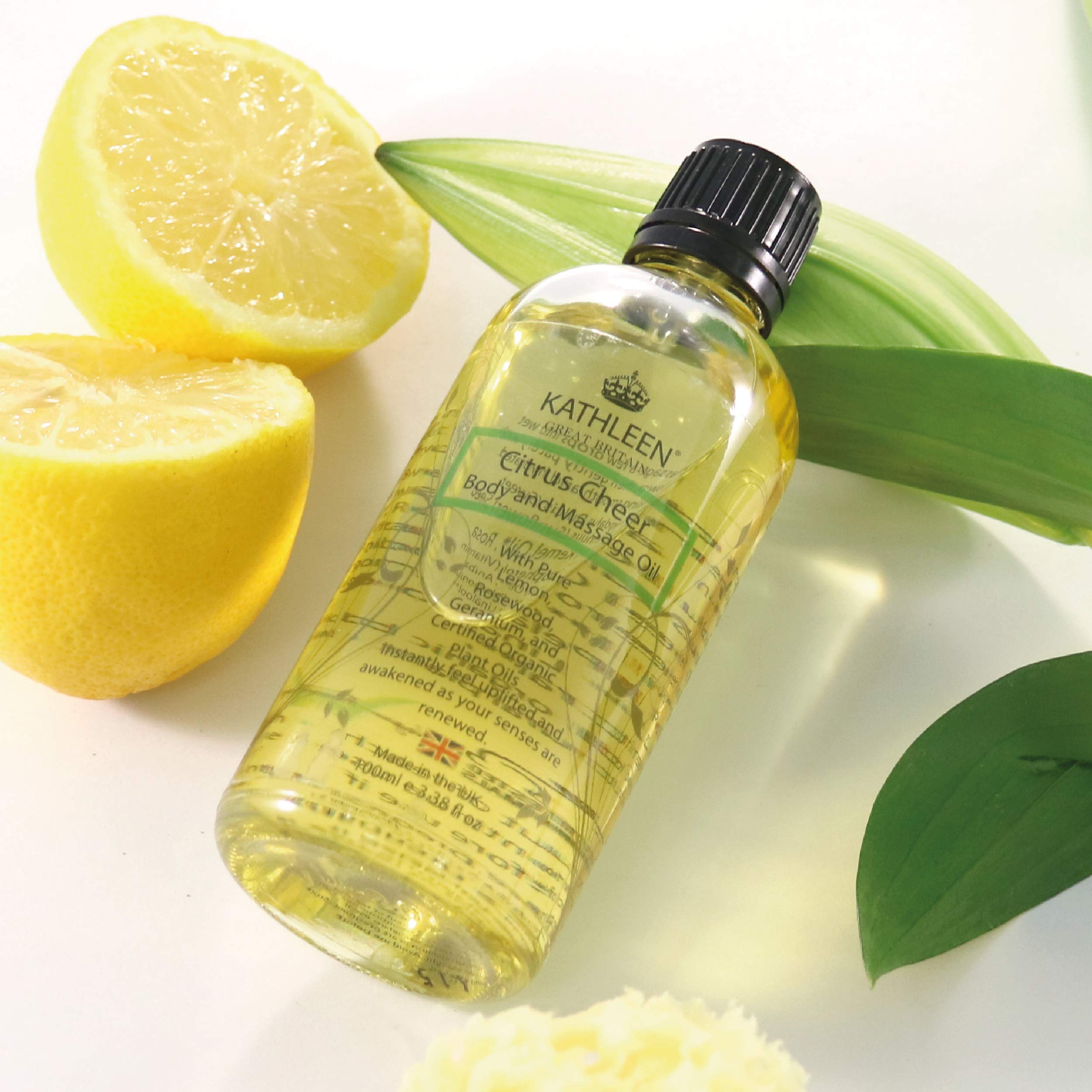 Kathleen Natural Citrus Cheer Body & Massage Oil - Aromatherapy Relaxation for Spa, Yoga & Home Wellness