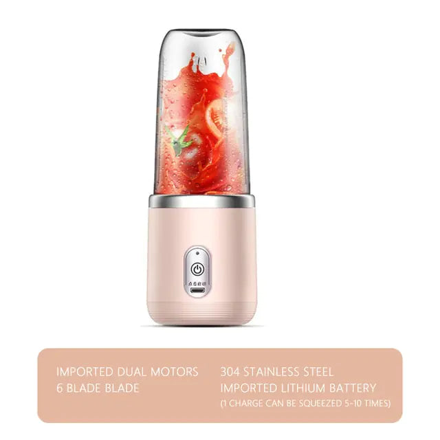 Portable Juice Blender - 400W High Speed Personal Smoothie Maker with USB Rechargeable Battery, BPA-Free Travel Blender for Shakes, Protein Drinks - Perfect for Gym, Office & Outdoor Adventures