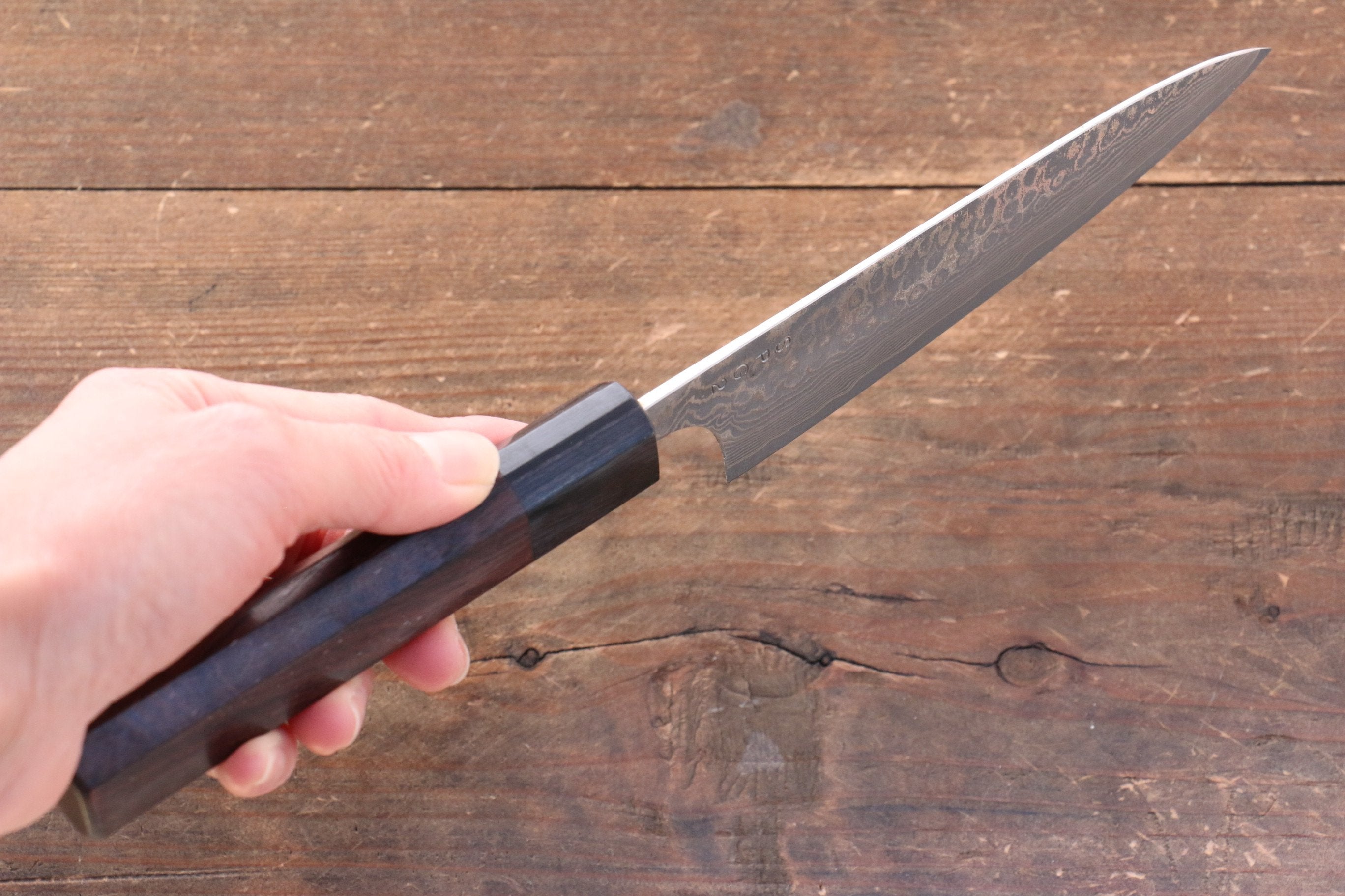 Premium Nao Yamamoto SG2 Black Damascus 140mm Petty Utility Knife with Shitan Handle - Perfect for Slicing, Dicing & Precision Kitchen Tasks