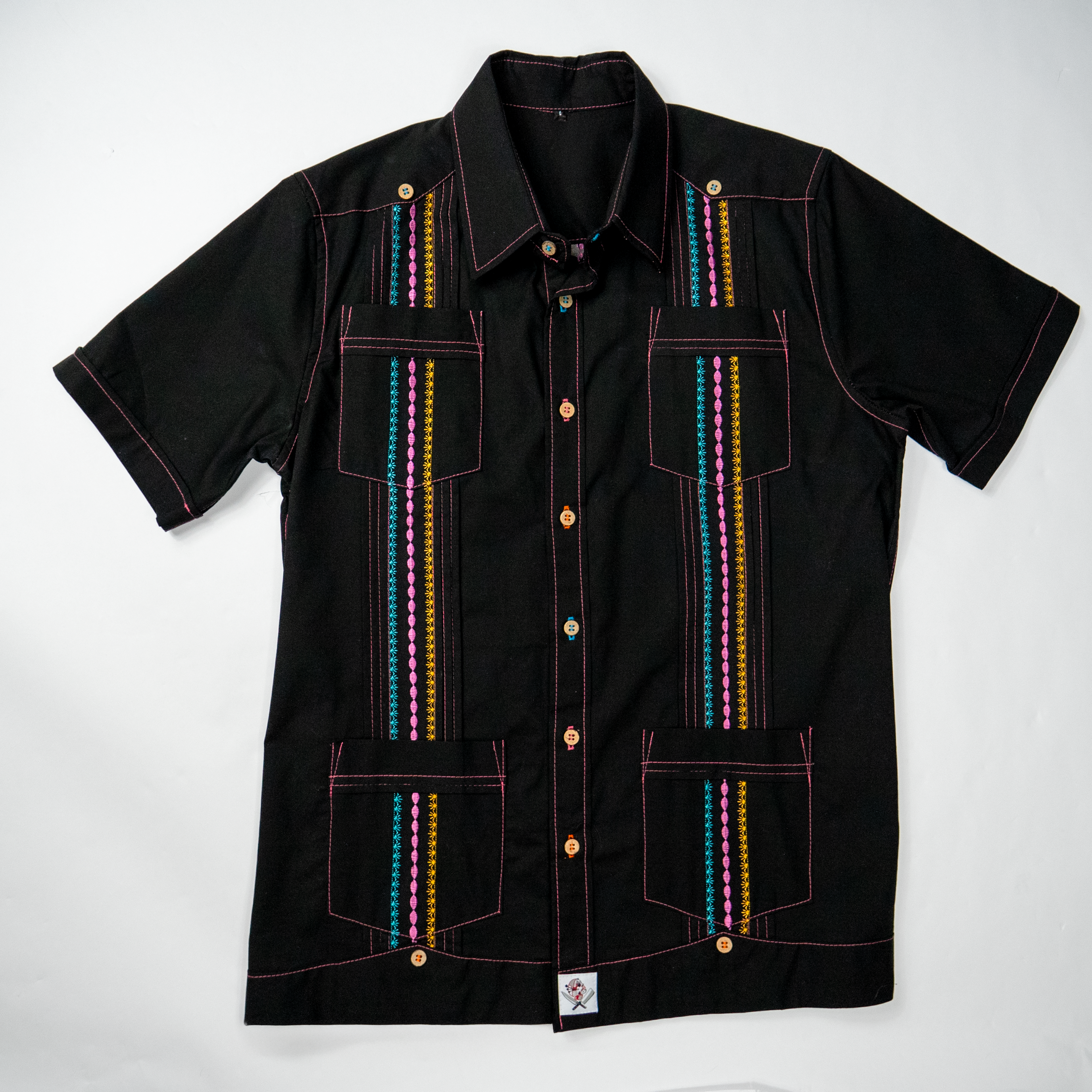 Divide & Conquer Black Solid Guayabera Shirt for Men - Stylish Casual & Party Wear - Perfect for Summer, Weddings, and Beach Vacations