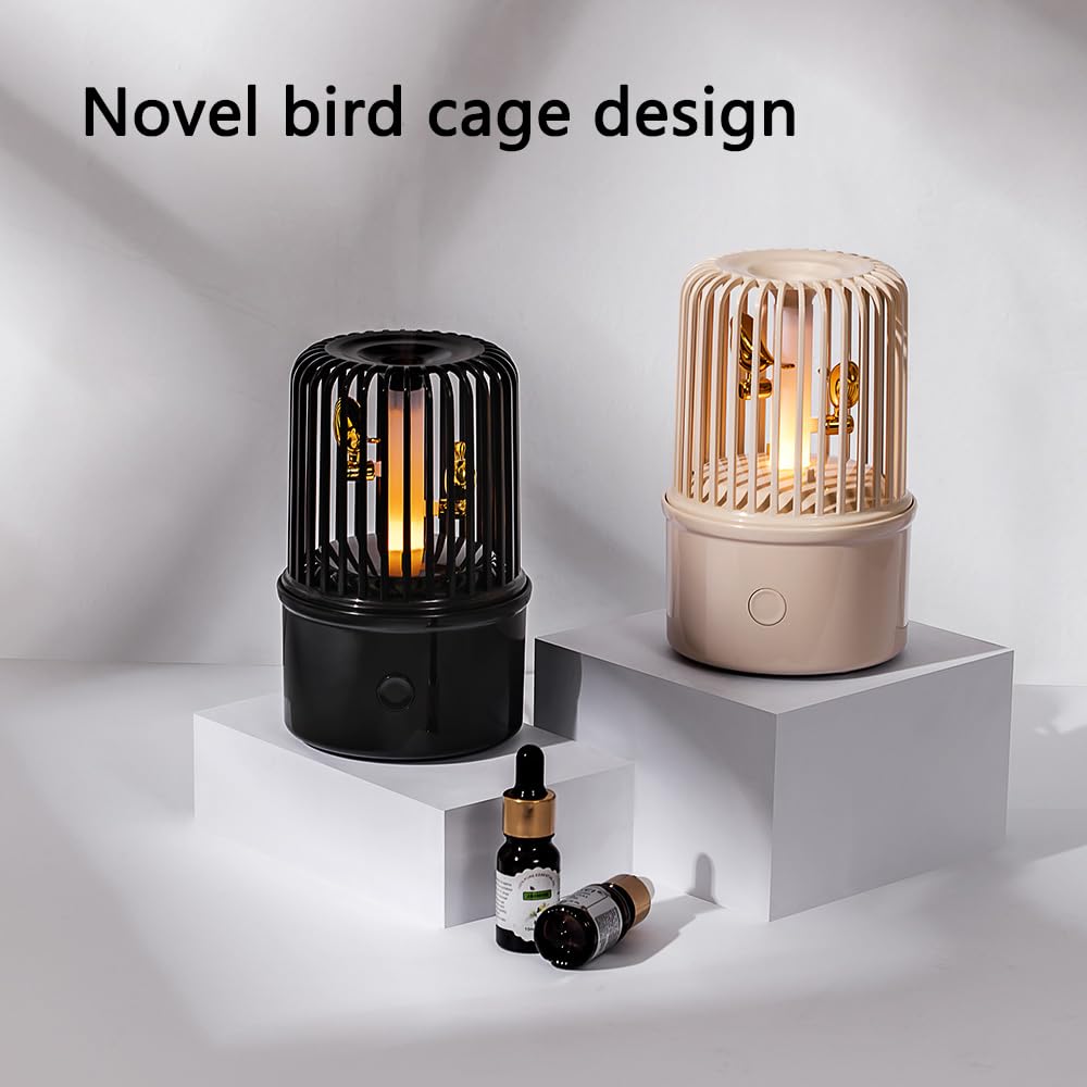 Mini Humidifier for Bedroom & Office - Cute Bird Cage Design with 3 Musical Modes, Warm Night Light & Aromatherapy Diffuser | Portable Essential Oil Humidifier for Nightstand, Desk, Travel, Plants | Perfect for Relaxation, Sleep Aid & Home Decor