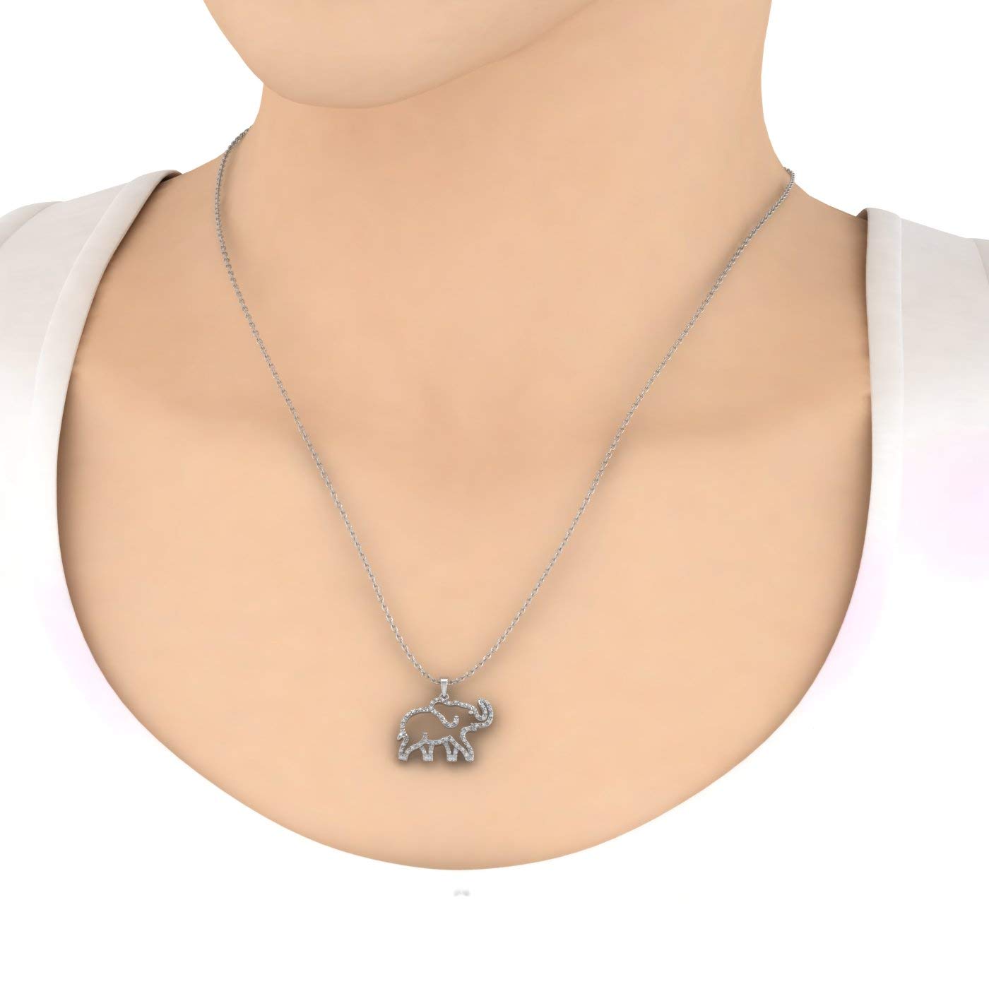 1/5 Carat Diamond Baby Elephant Pendant Necklace in 10K Gold with IGI Certification - Elegant Silver Chain Included | Perfect Gift for Birthdays, Anniversaries & Mother's Day Jewelry