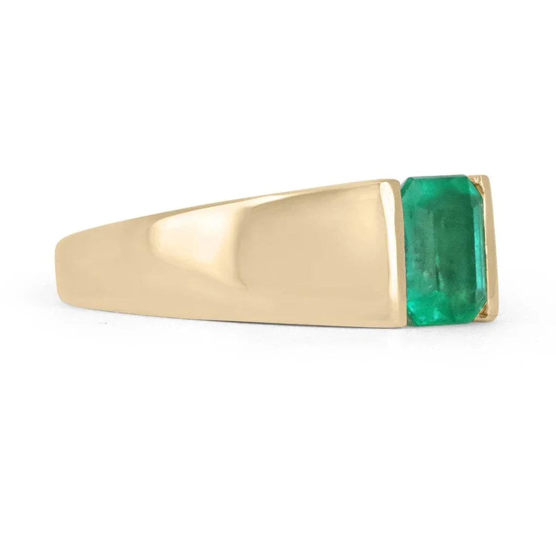 2.0 Carat Emerald Cut Vivid Green Solitaire Men's Ring 14K Gold - Elegant Wedding Band, Anniversary Gift & Luxury Statement Jewelry for Special Occasions