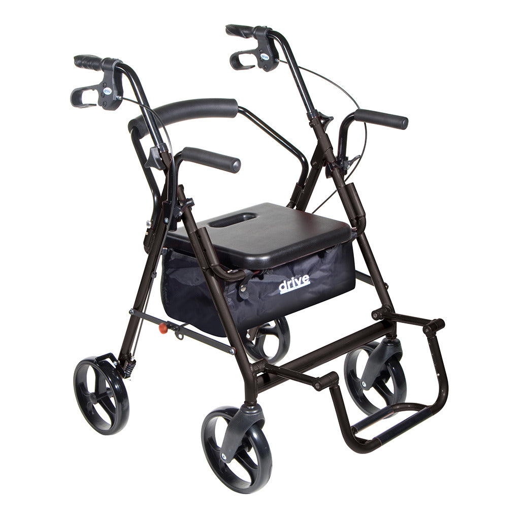Duet Transport Wheelchair Rollator Walker - Lightweight Folding Mobility Aid for Seniors & Disabled - Perfect for Travel, Shopping & Outdoor Activities