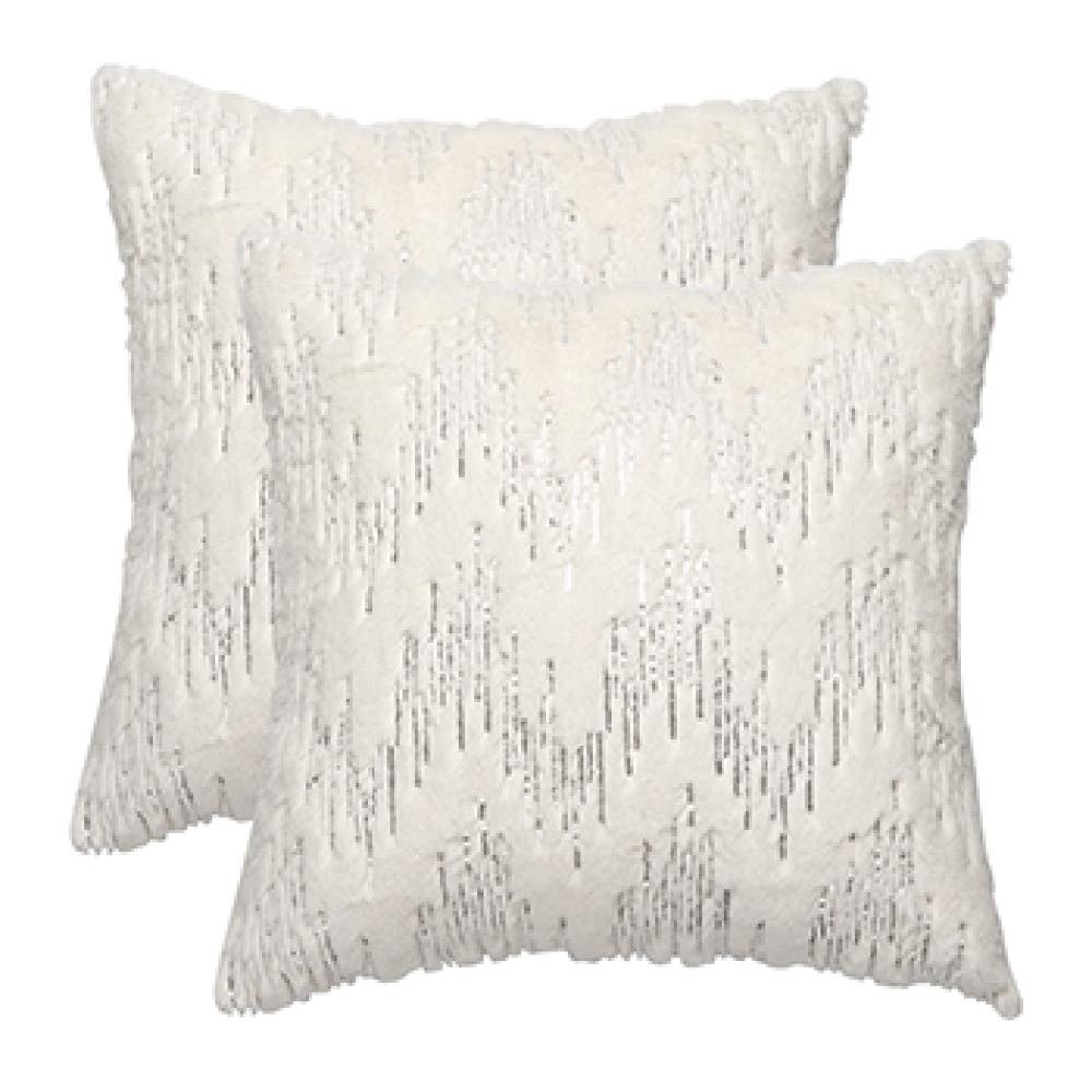 Premium Faux Fur Throw Pillow Covers 18x18 Inches (45x45cm) - 2 Pack Soft Plush Cushion Covers in Gold & Silver for Couch, Bed, Sofa - Luxury Home Decor Accent Pillows for Living Room & Bedroom