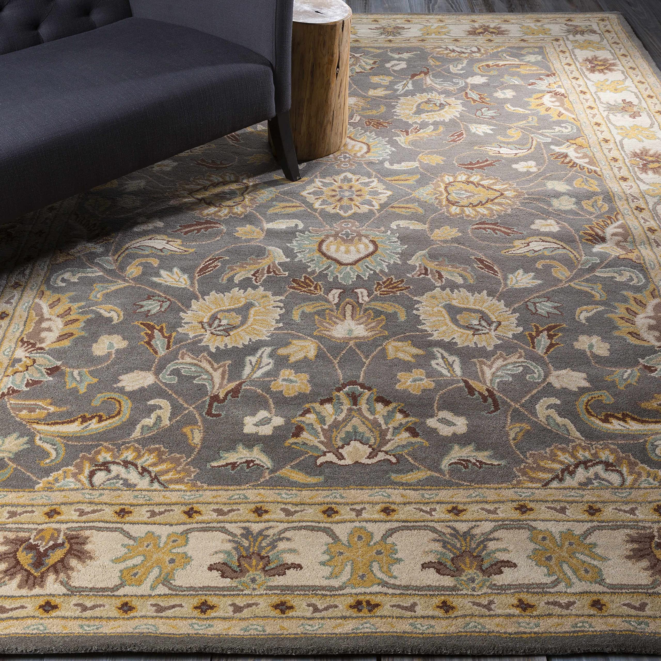 Tranquility Wool Area Rug for Living Room & Bedroom - Traditional Gray, Brown, Beige - 2' x 3' - Soft & Durable - Perfect for Cozy Home Decor & Relaxation