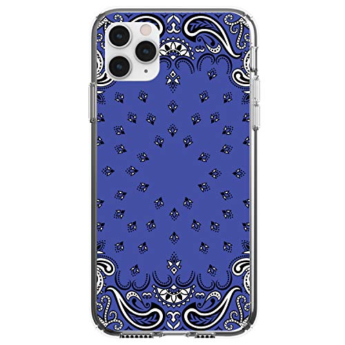 Bandana Print - Blue, Black, White On Clear Case