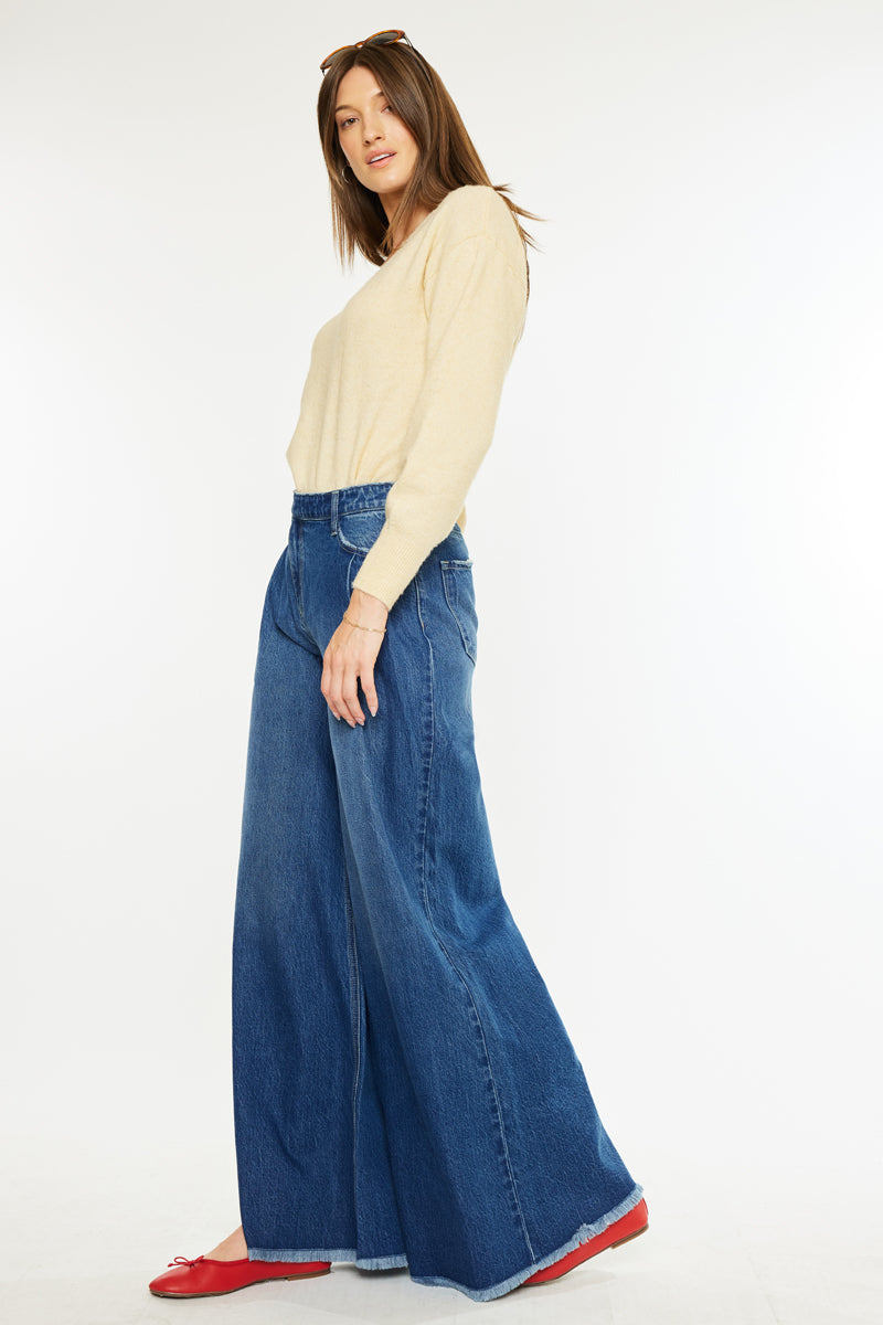 Marley High Rise Super Wide Leg Jeans for Women - Stretchy Denim Pants with Comfortable Fit - Perfect for Casual Outfits, Streetwear & Boho Fashion